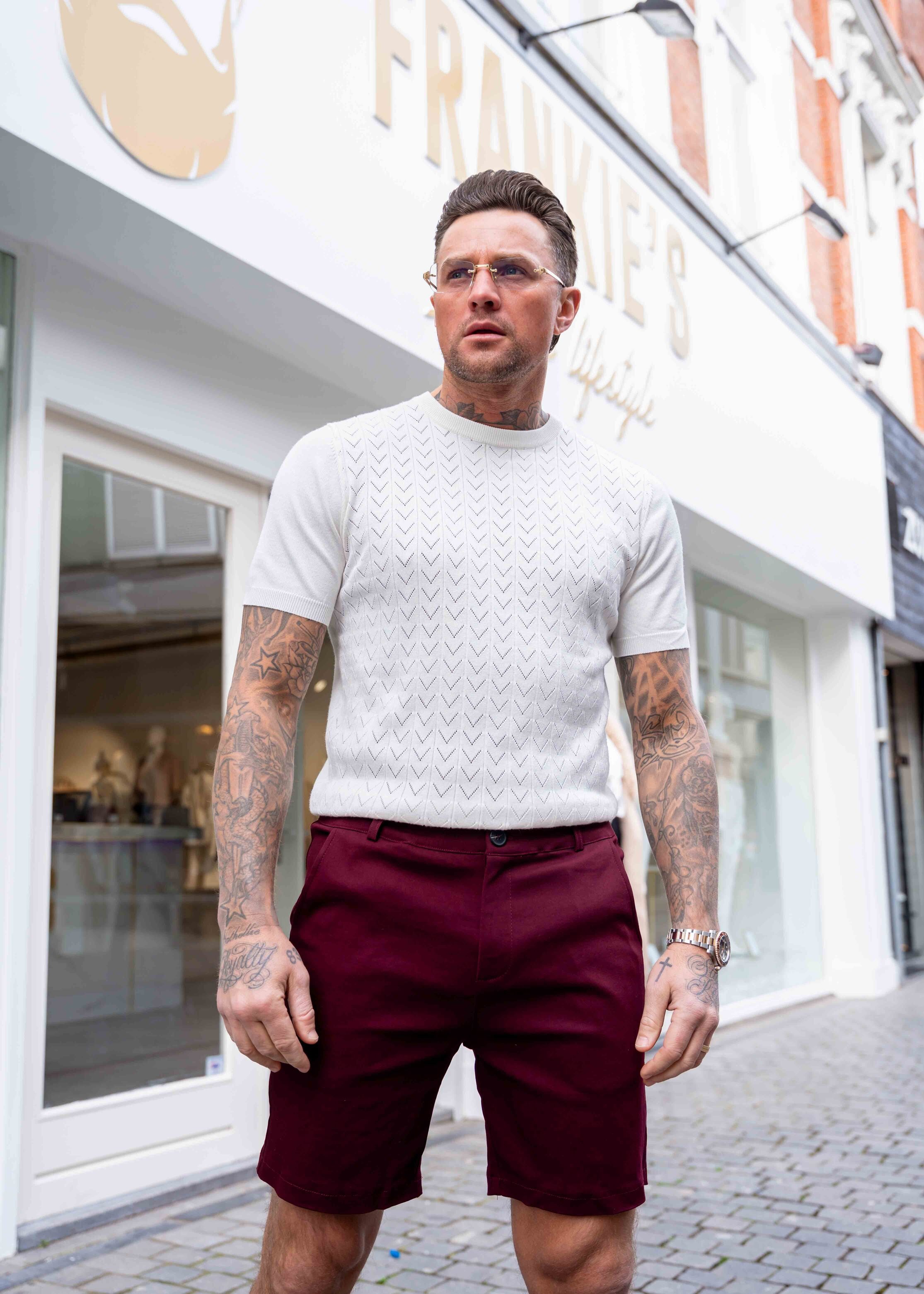 Super-Stretch-Chino-Shorts in Bordeaux