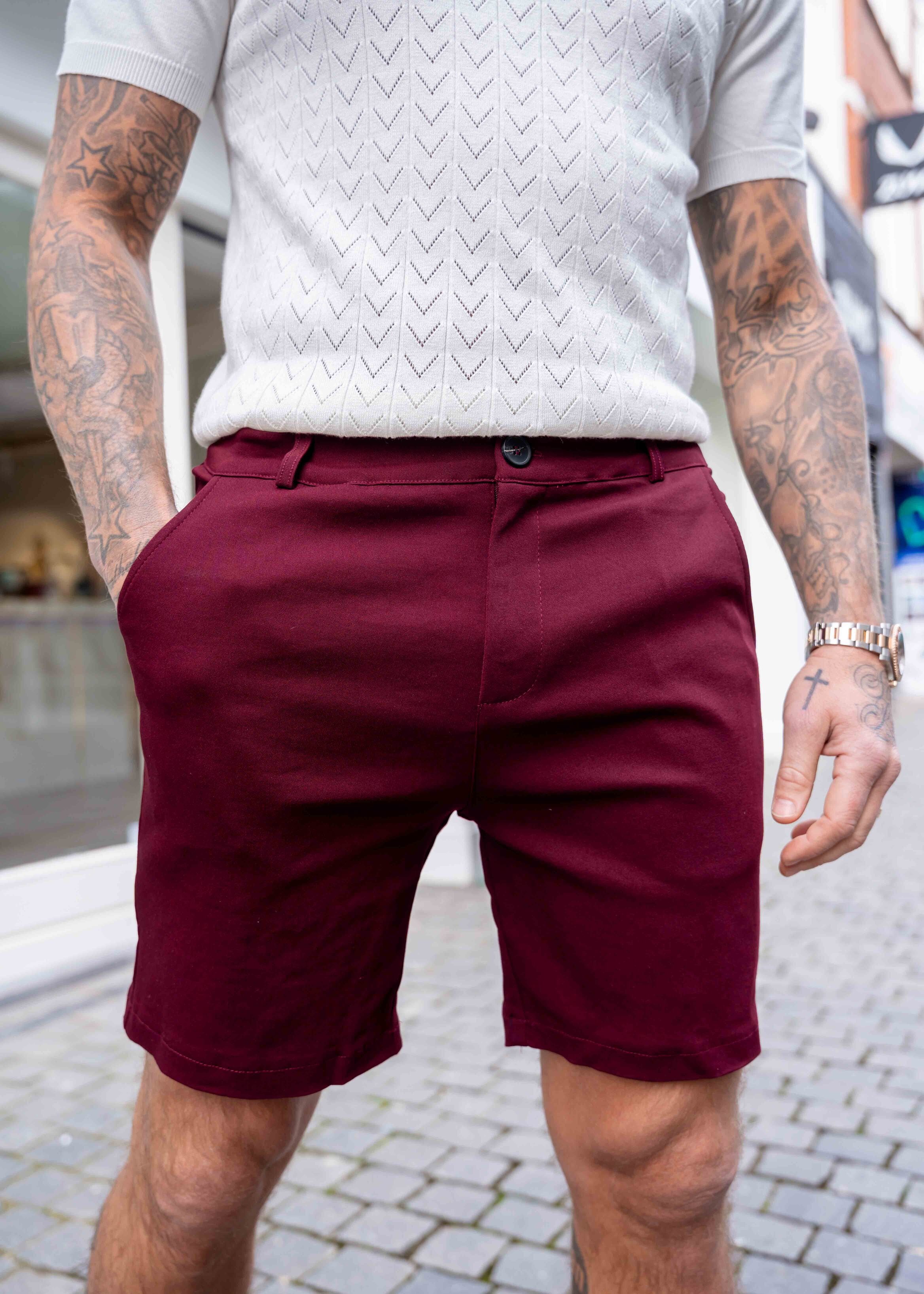 Super stretch chino short bordeaux