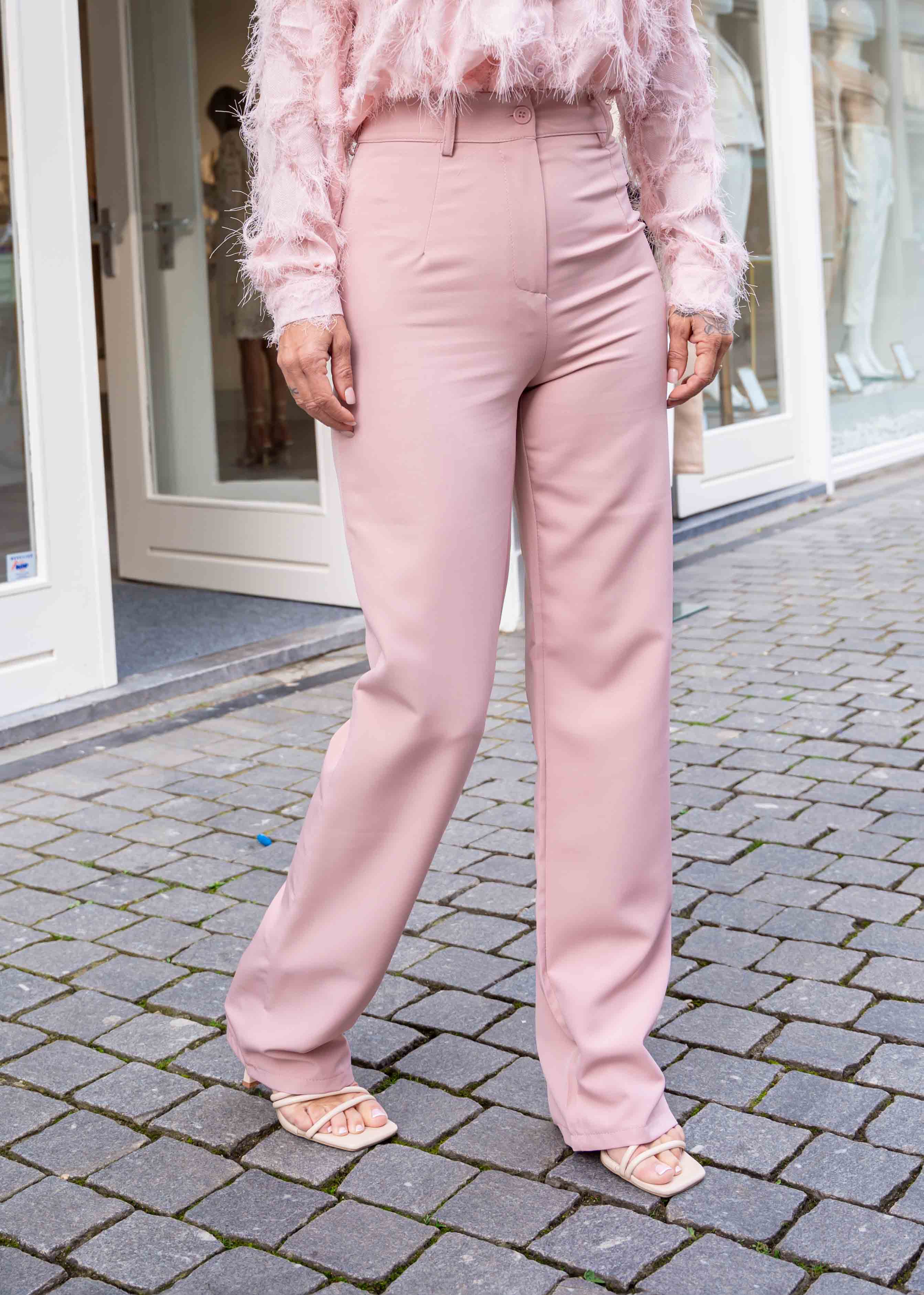 Pantalon straight fit pink