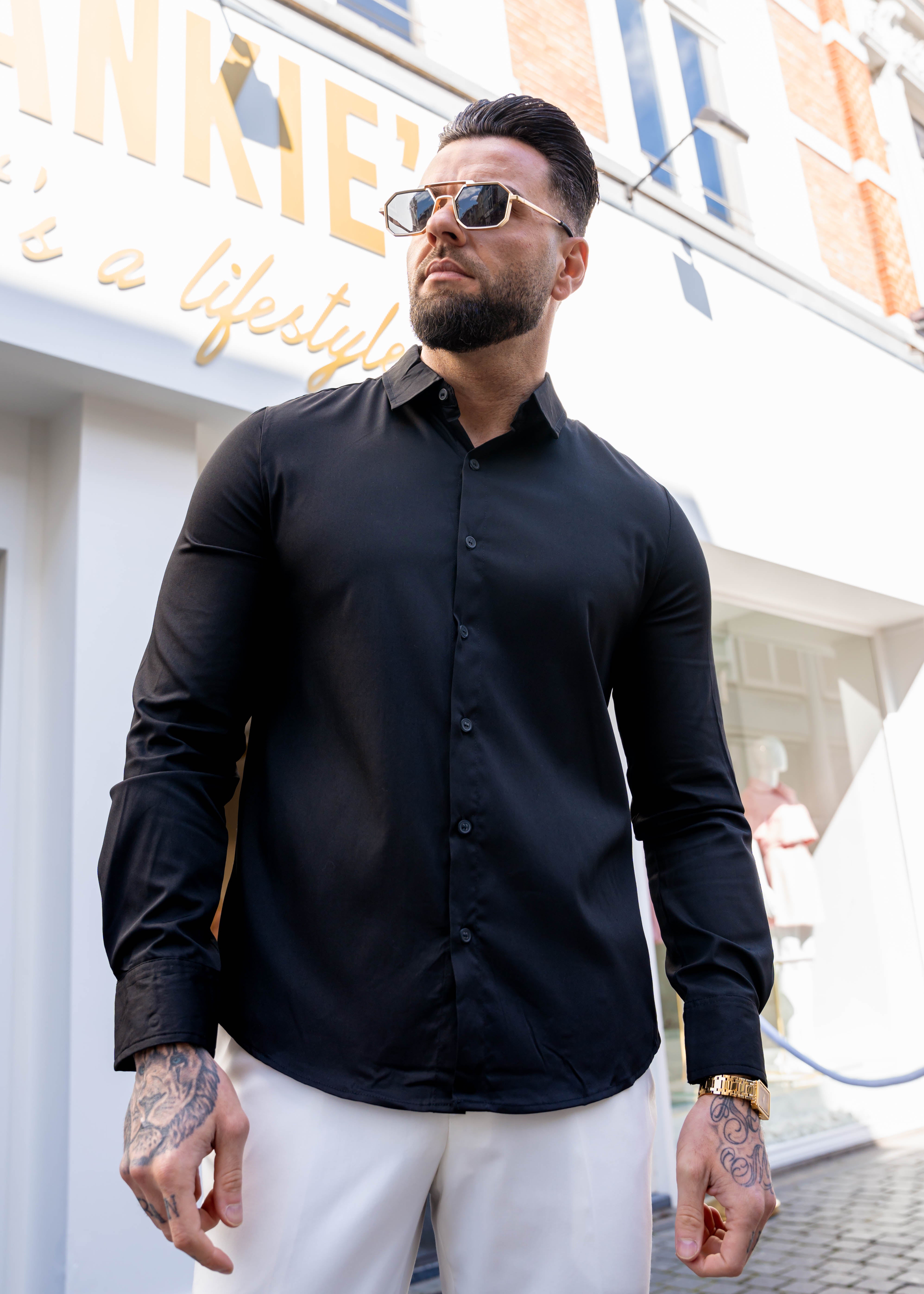 shirt super stretch slim fit black 