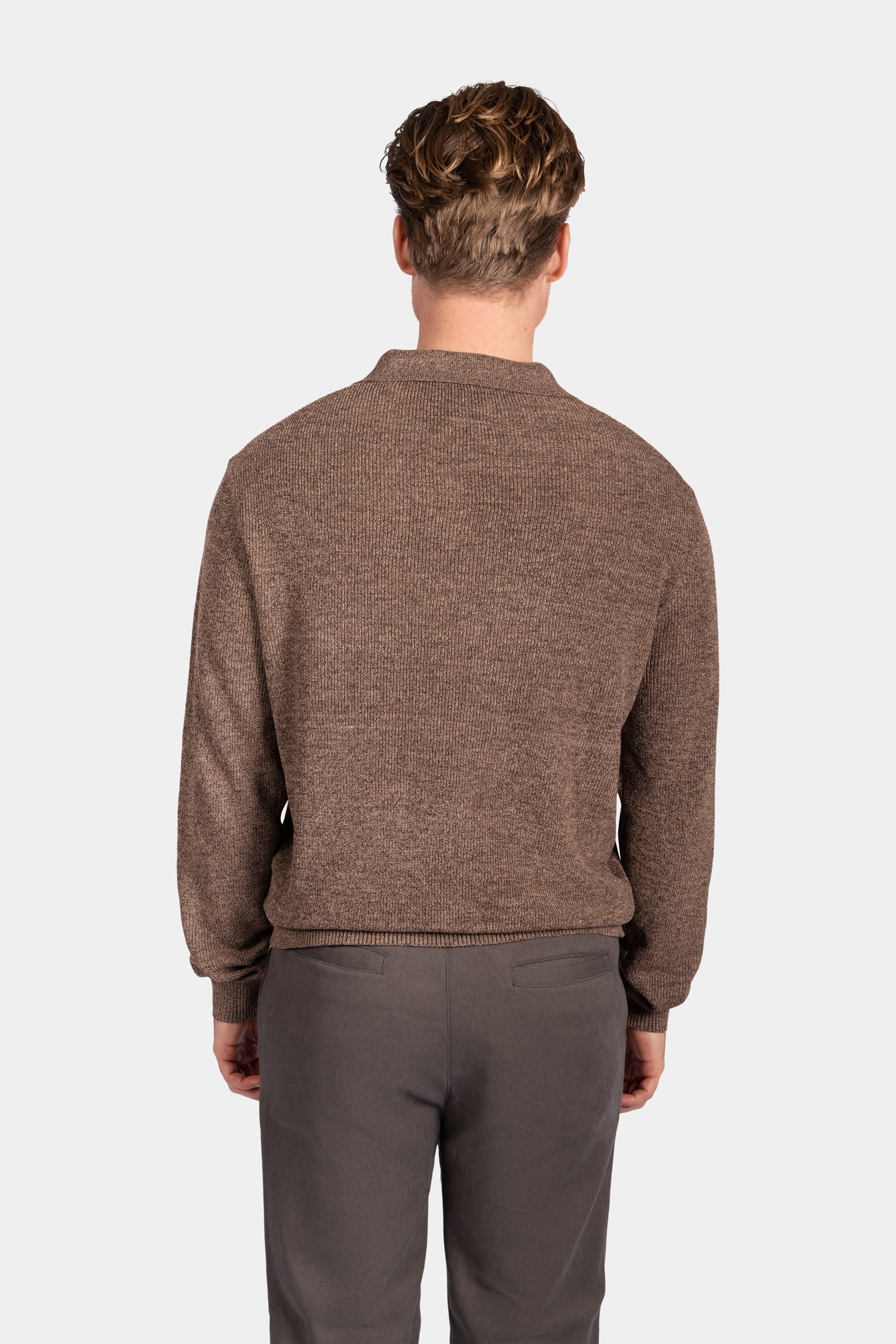 Collar V-Neck Knitwear - Camel
