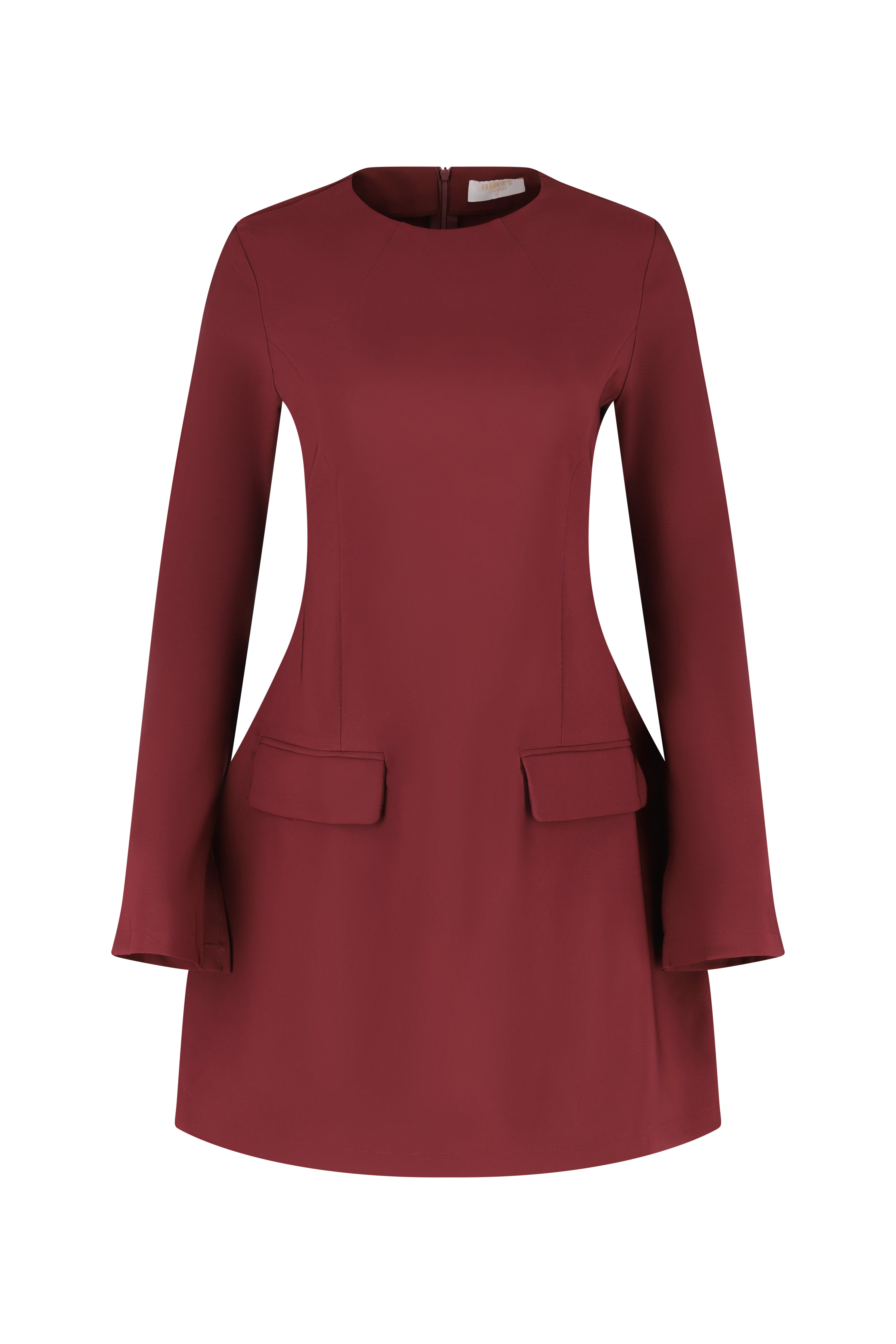 Old Money Muse Dress Long Sleeve Bordeaux