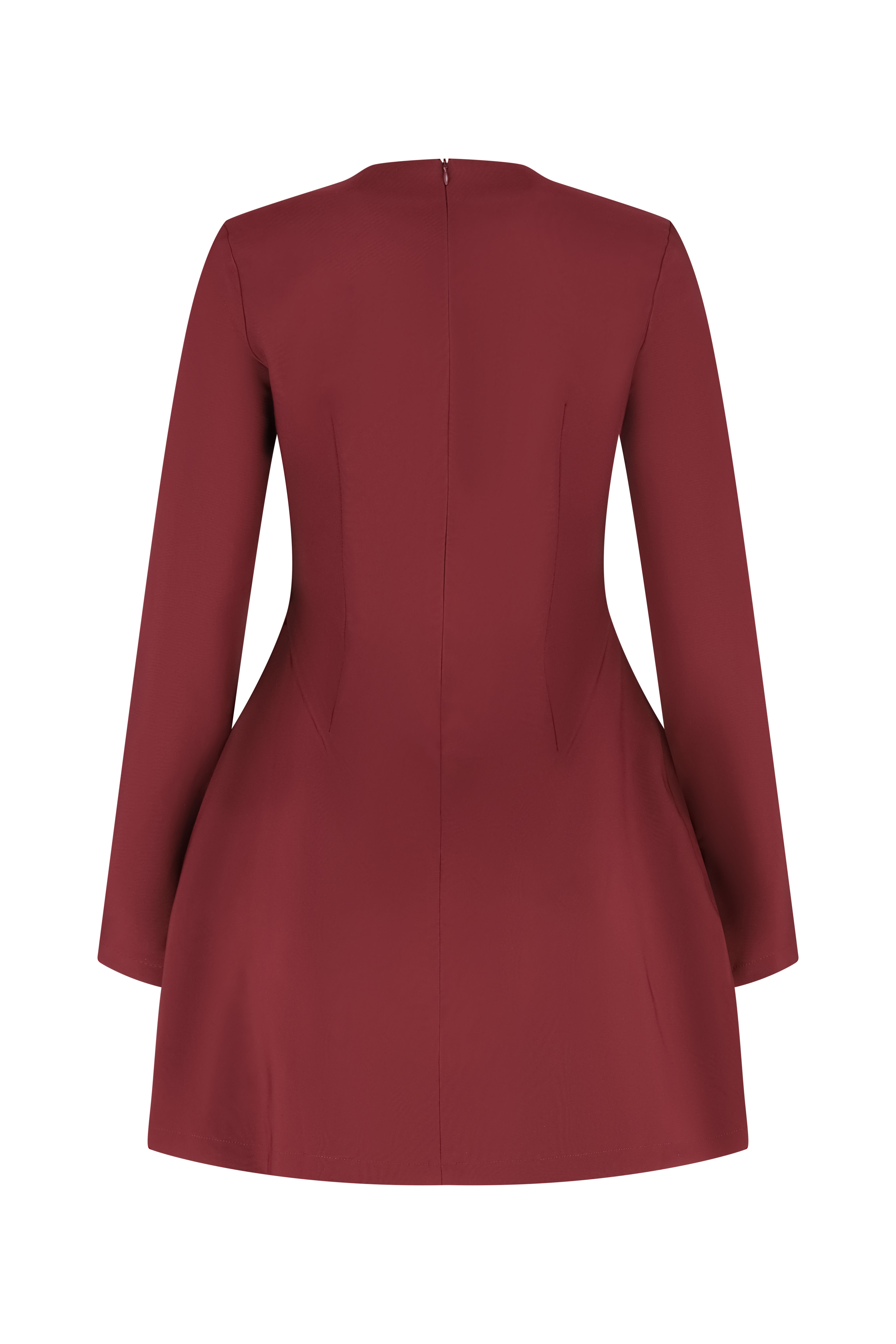 Old Money Muse Dress Long Sleeve Bordeaux