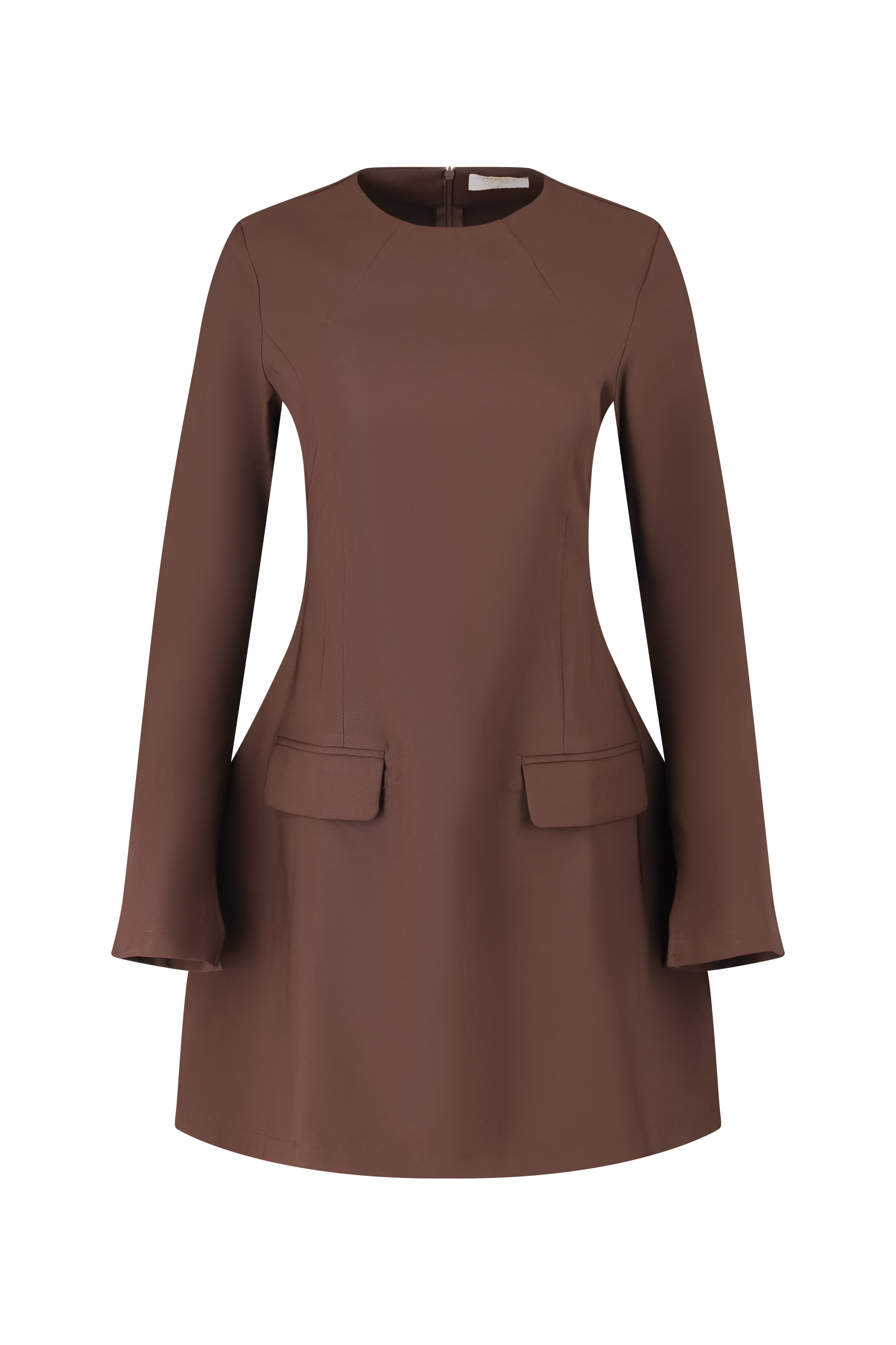 Old Money Muse Dress Long Sleeve Brown