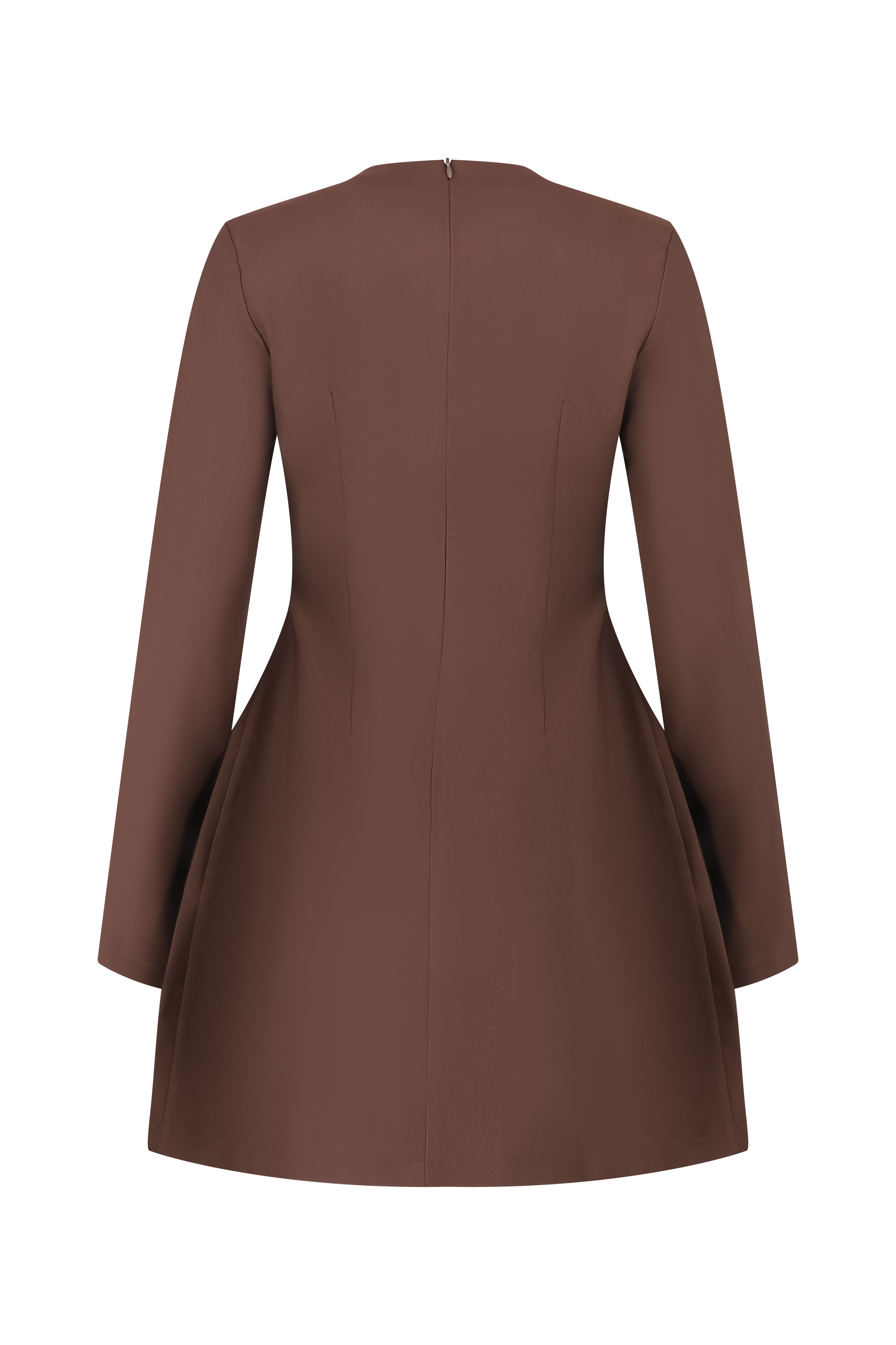 Old Money Muse Dress Long Sleeve Brown