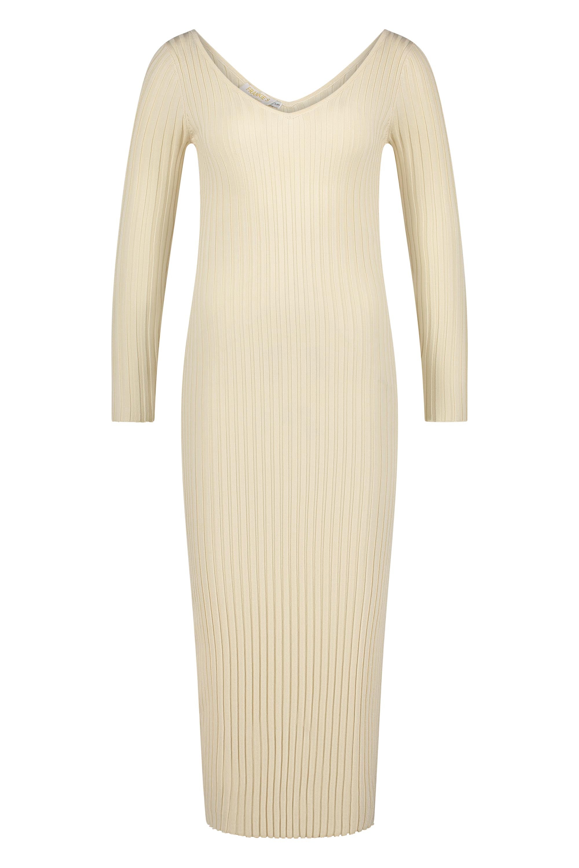 Kleid aus Strickwaren mit langen Ärmeln in Beige