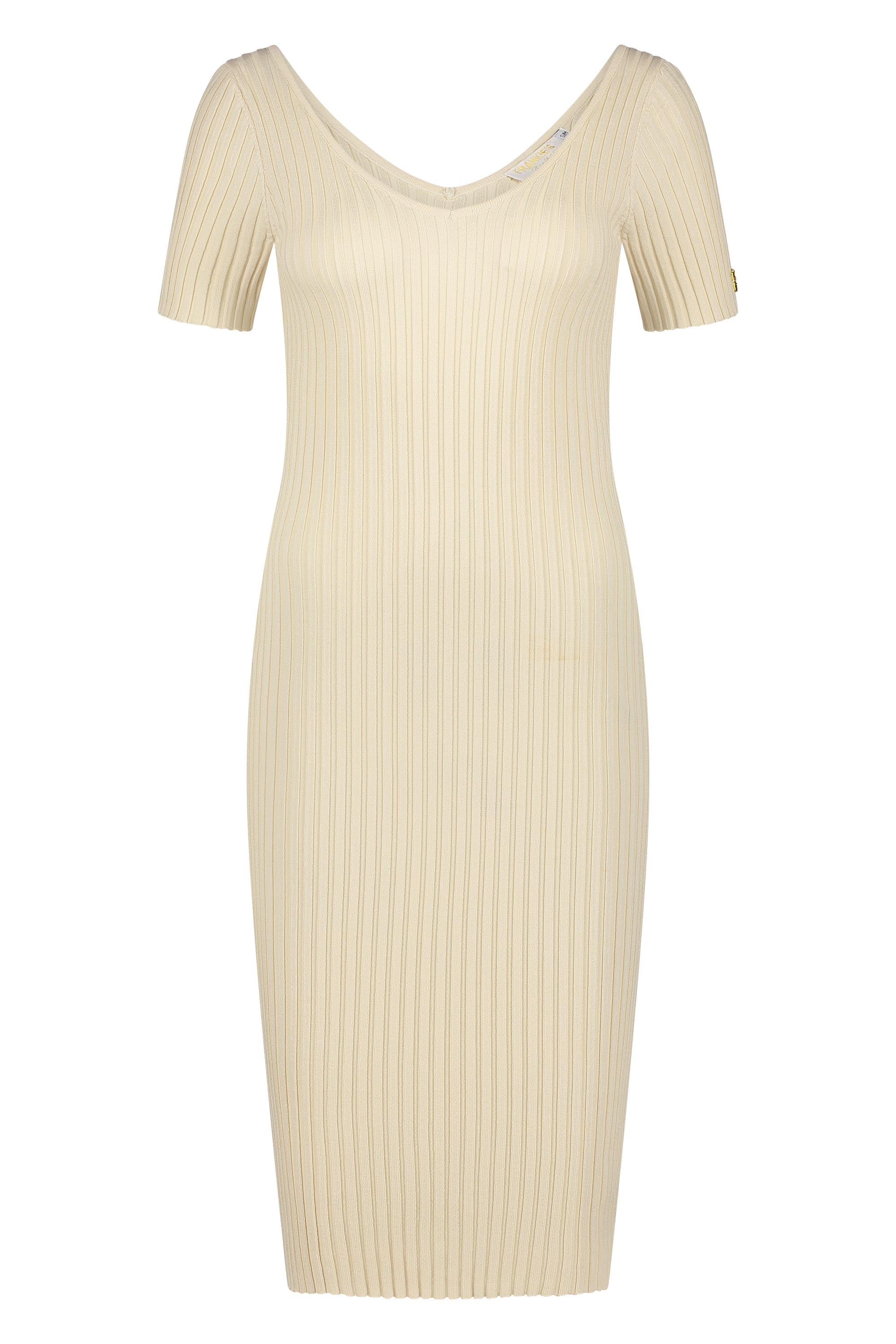 Kleid aus Strickwaren mit kurzen Ärmeln in Beige