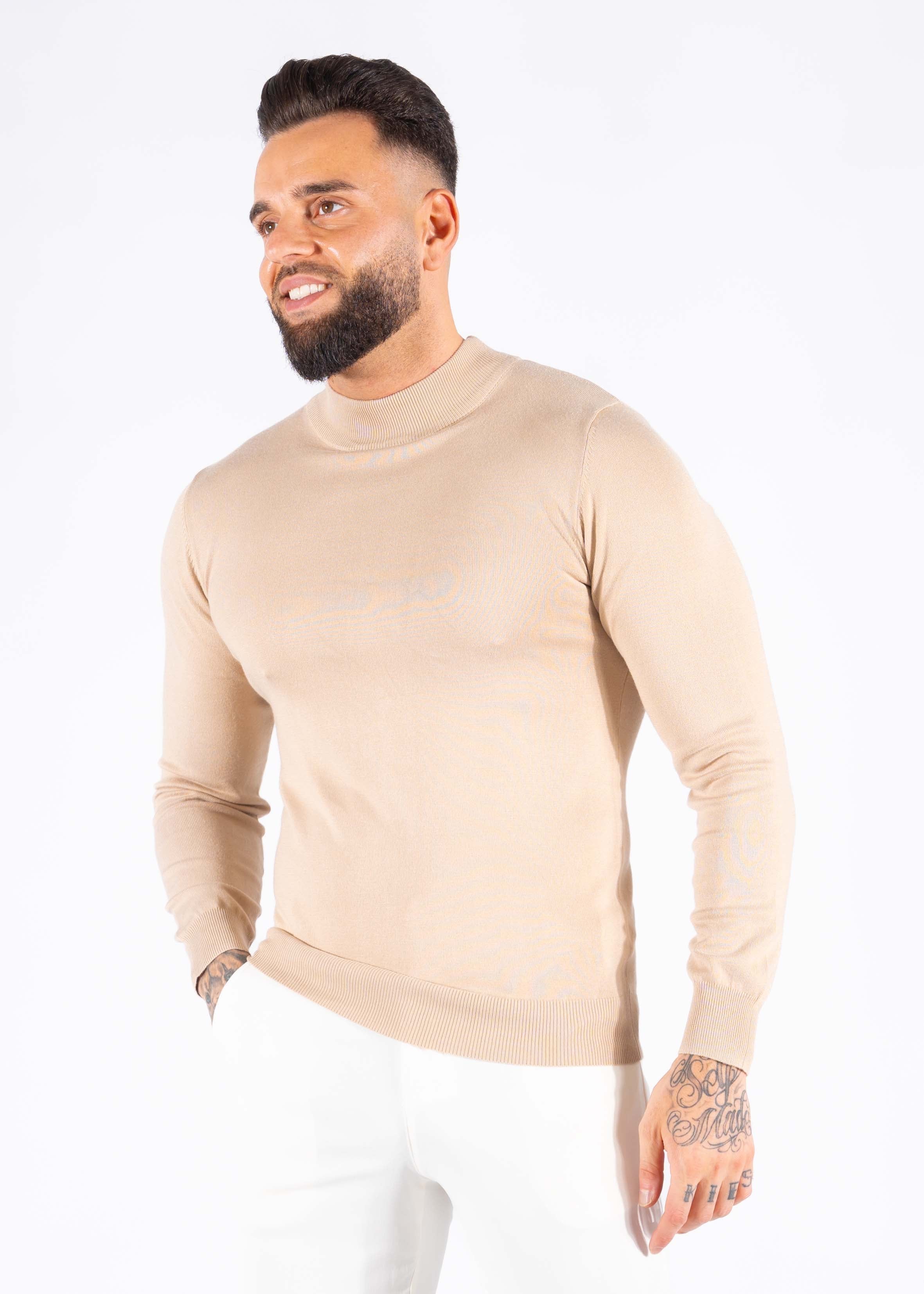 Turtleneck knitwear long sleeve beige