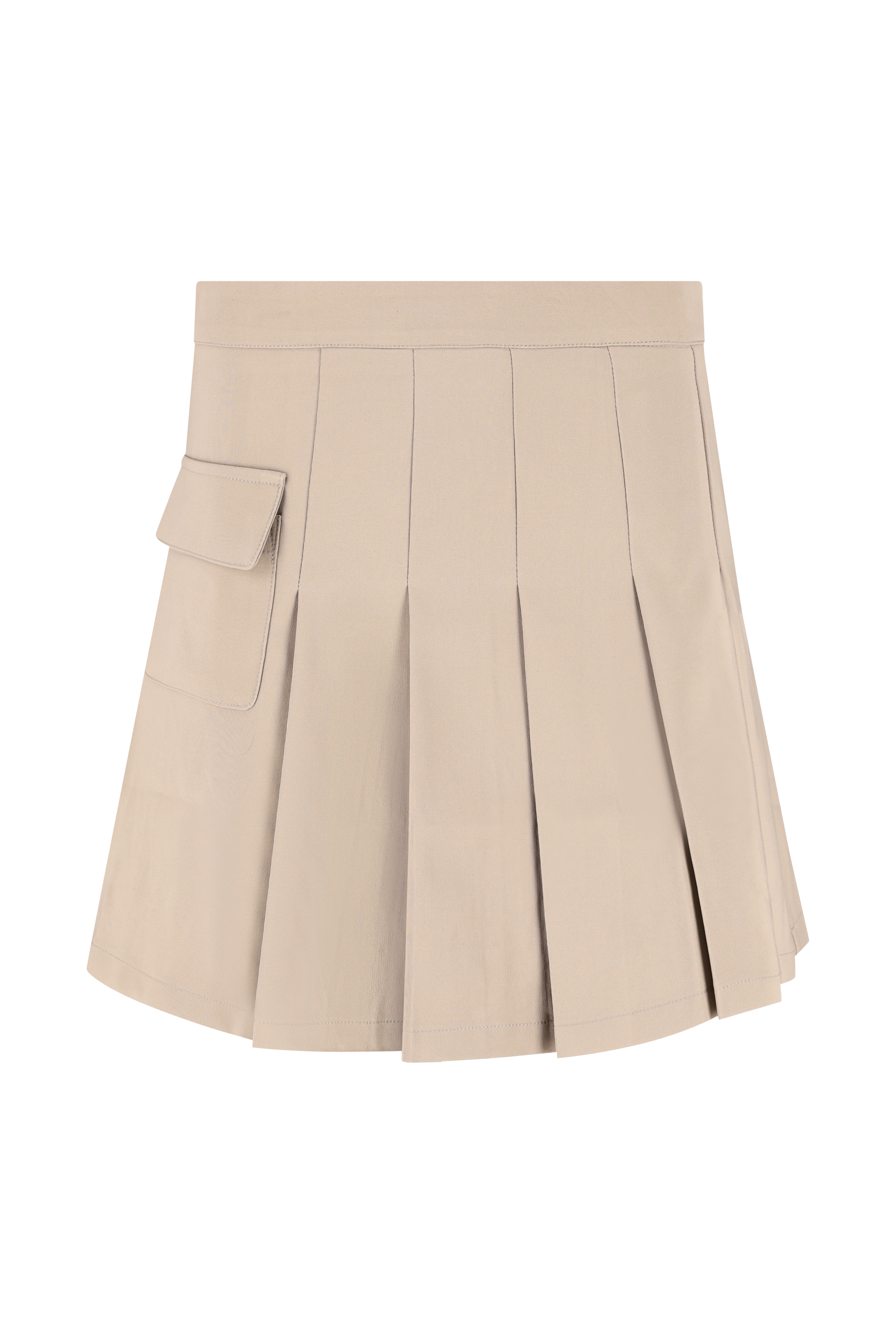 Pleated Skirt With Utility Pocket - Taupe