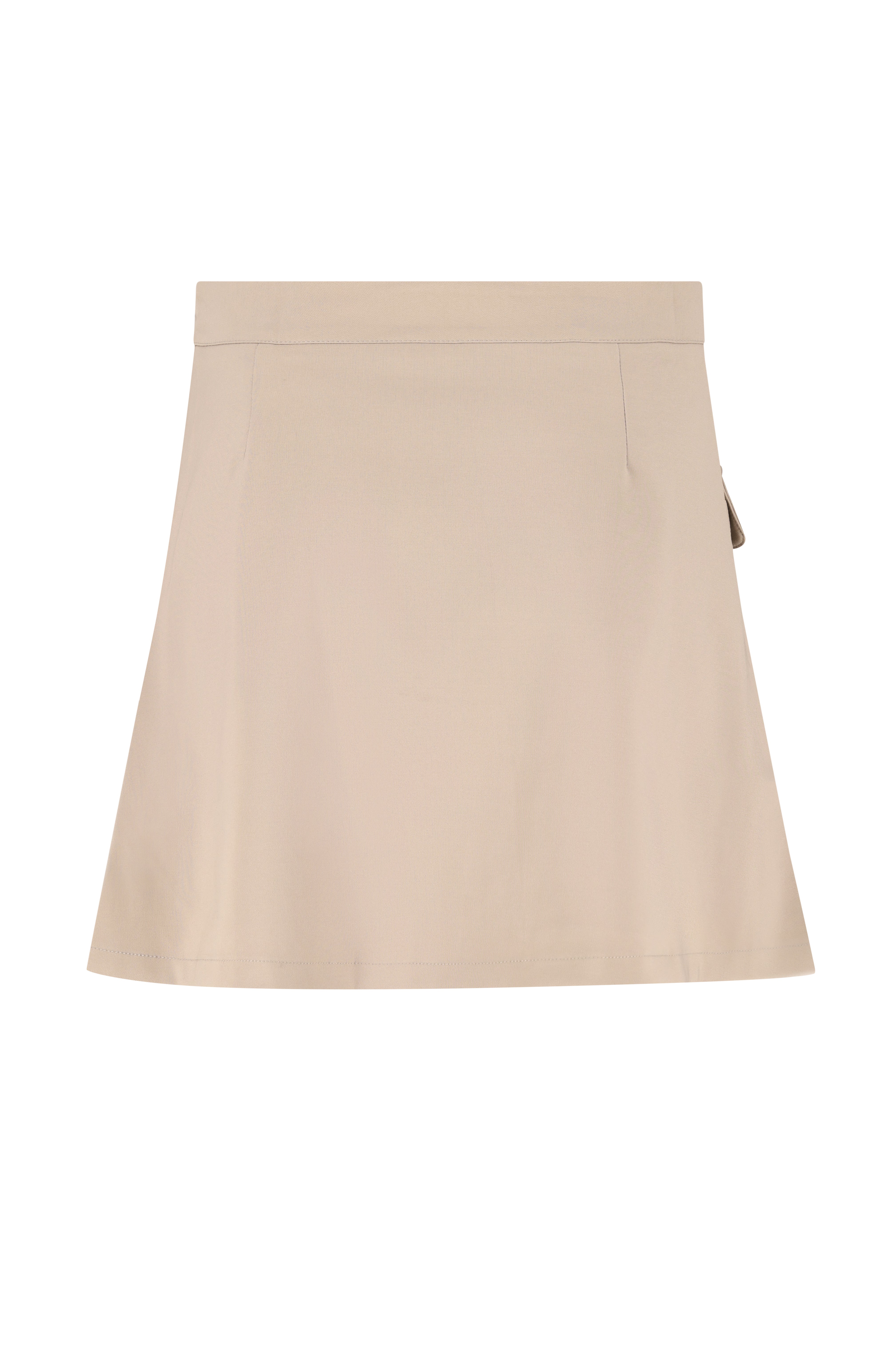 Pleated Skirt With Utility Pocket - Taupe