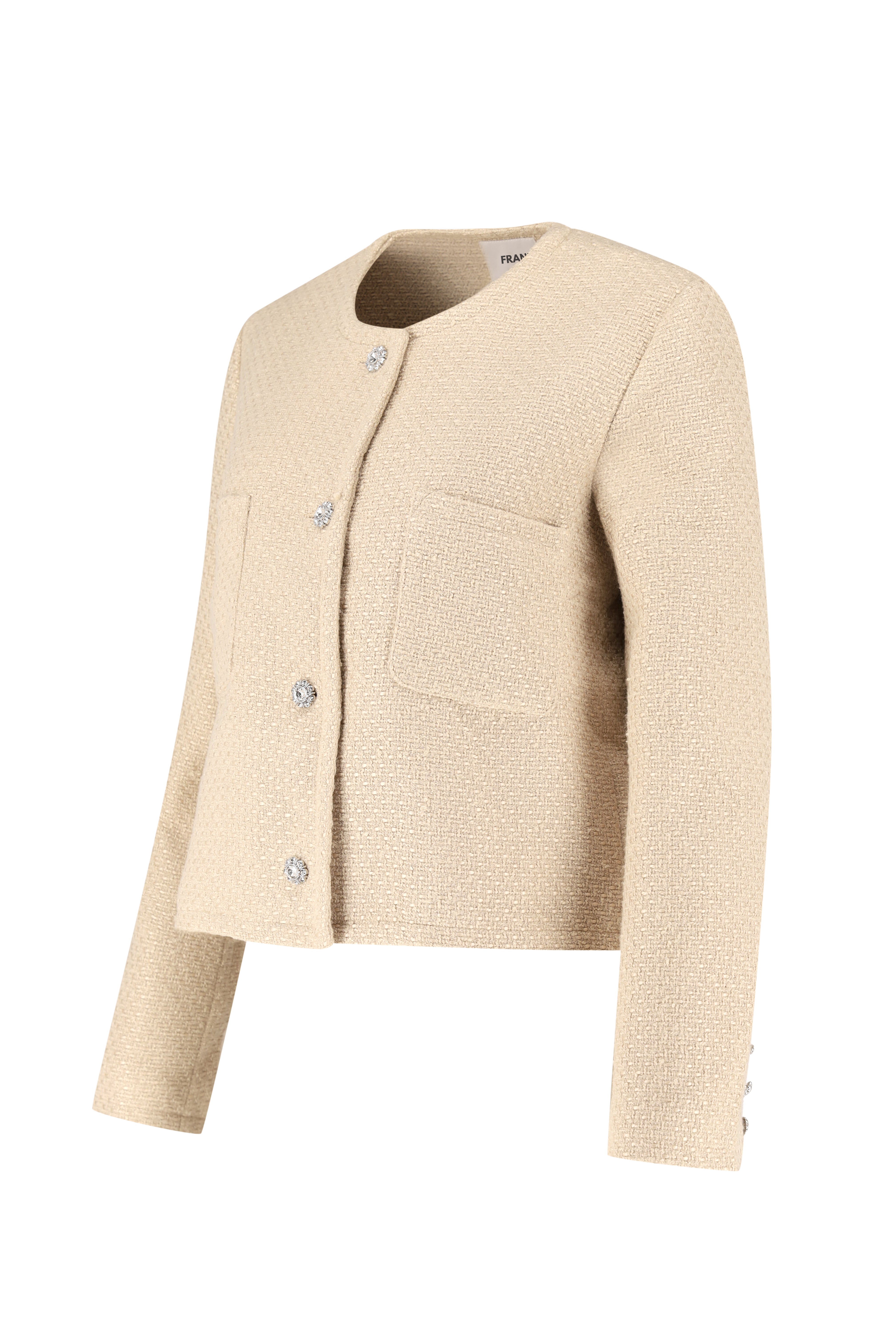 Bouclé Crop Jacket - Beige