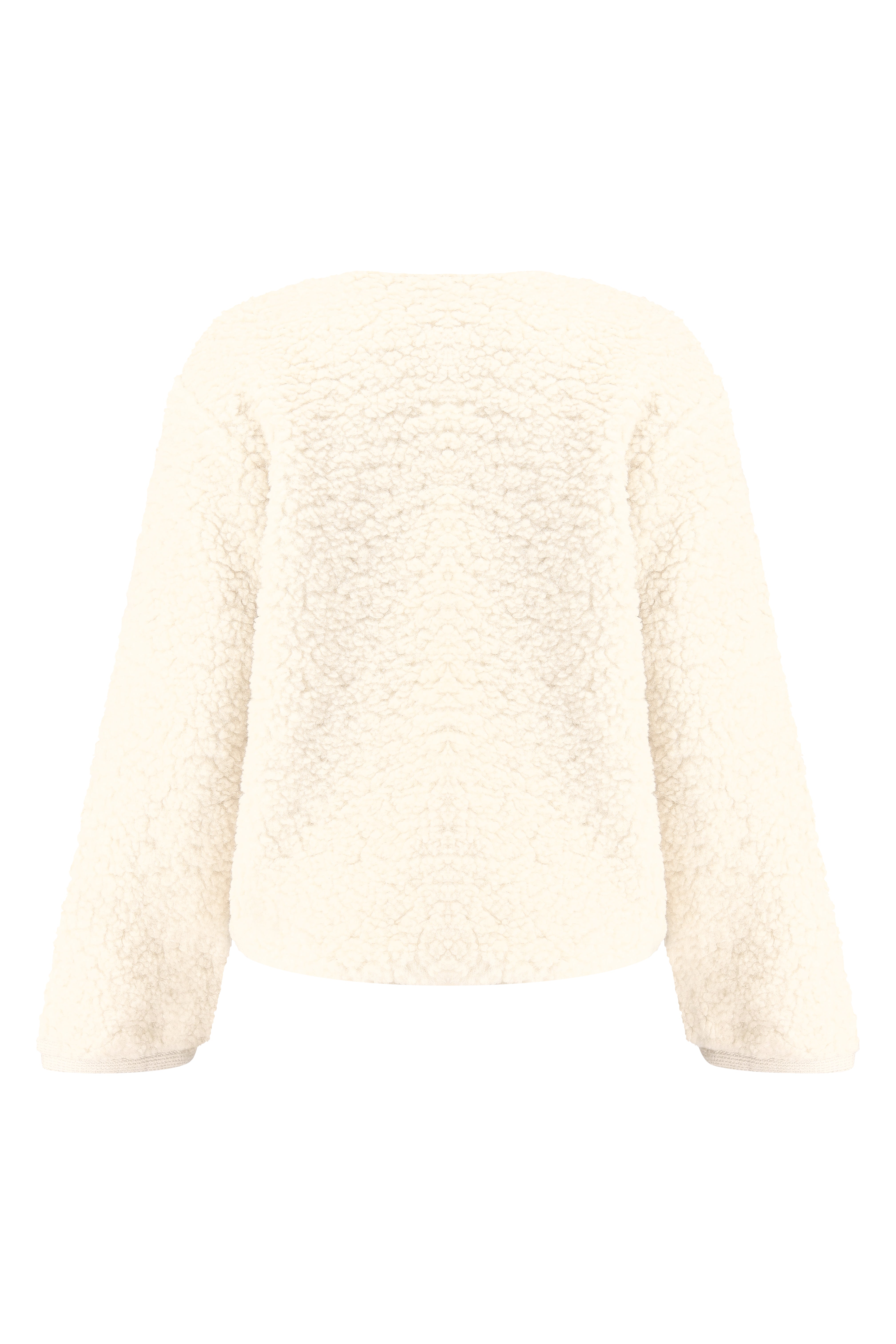 Teddy Fleece Jacket With Gold Buttons - Cream