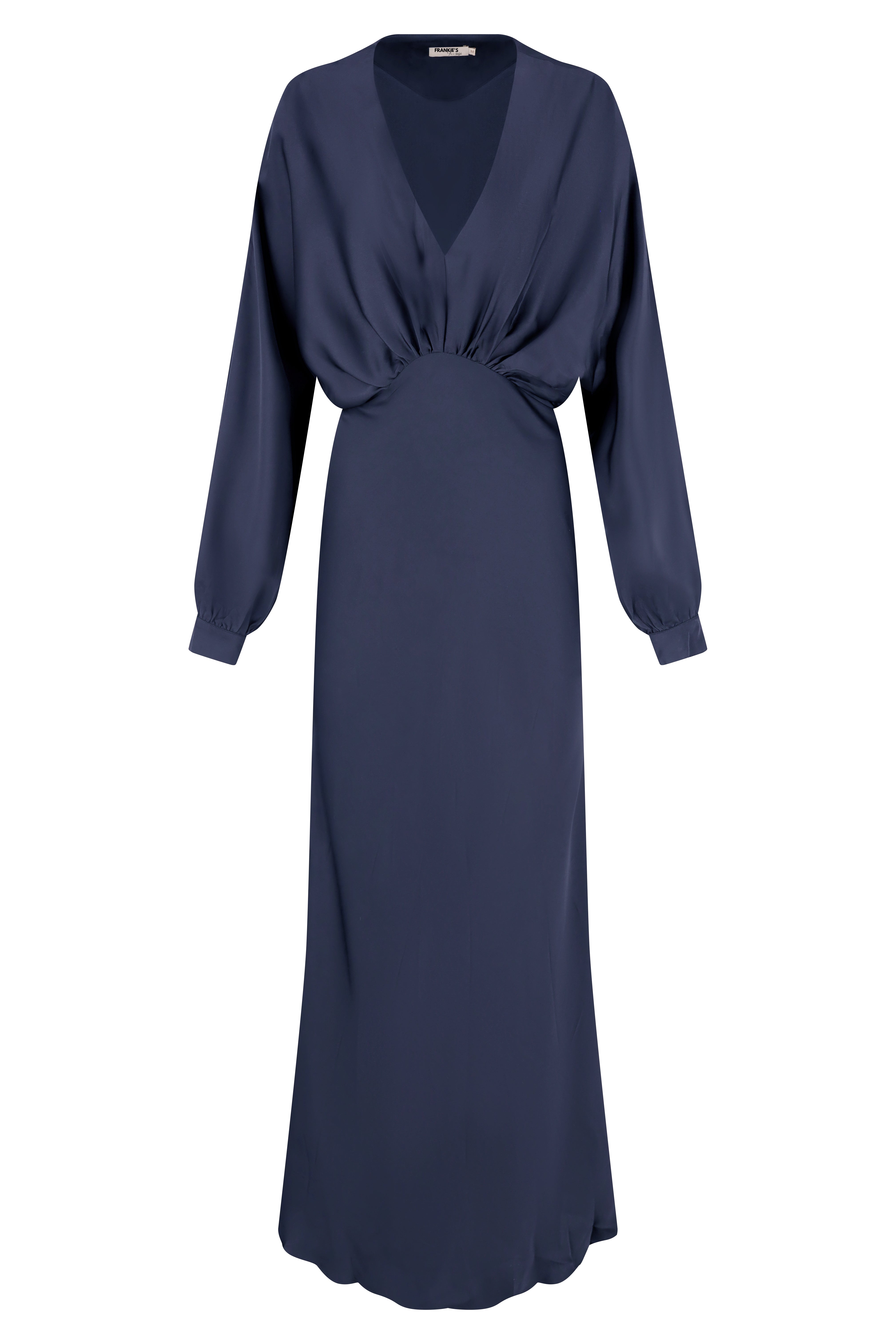Full Length Satin Dress - Navy