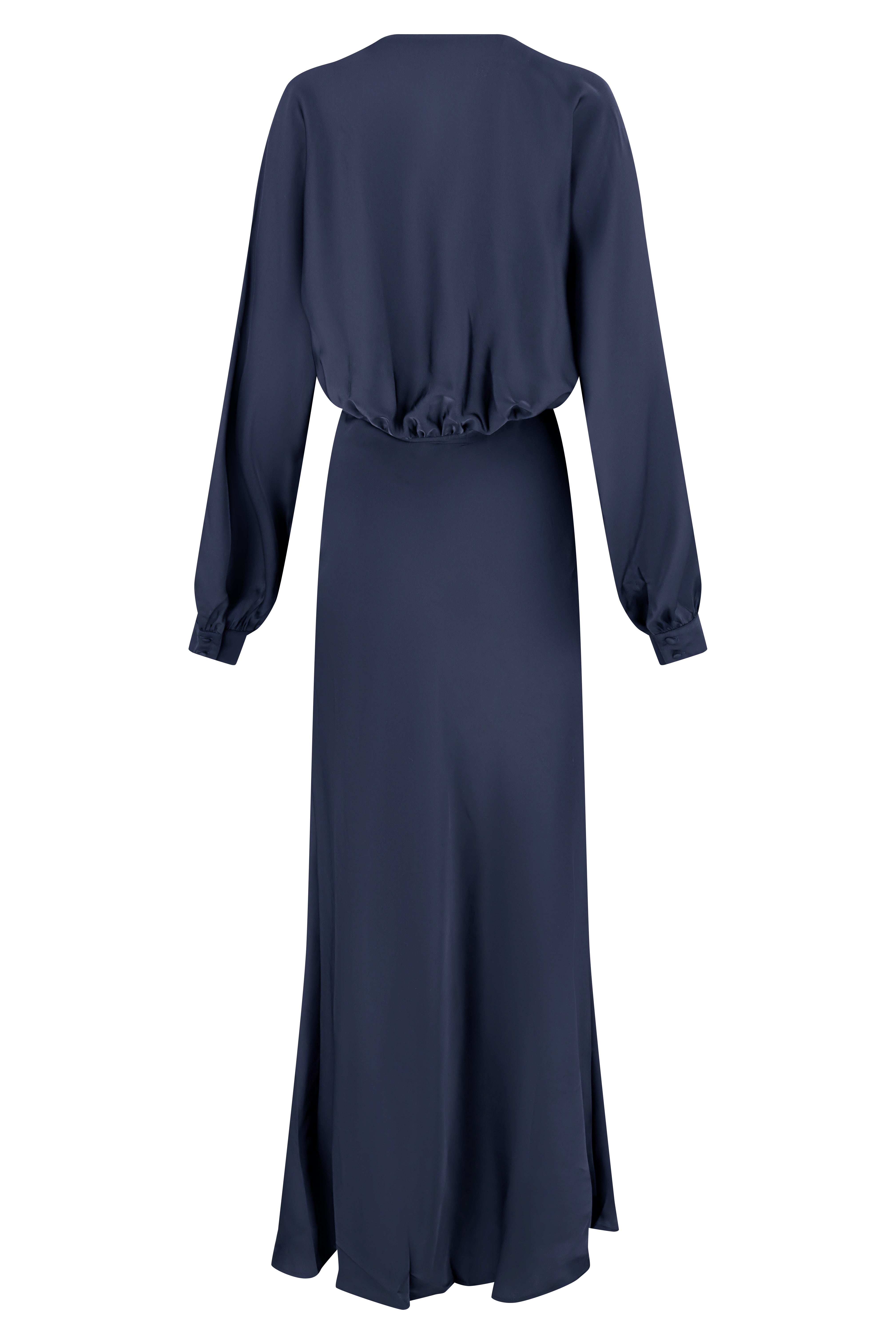 Full Length Satin Dress - Navy