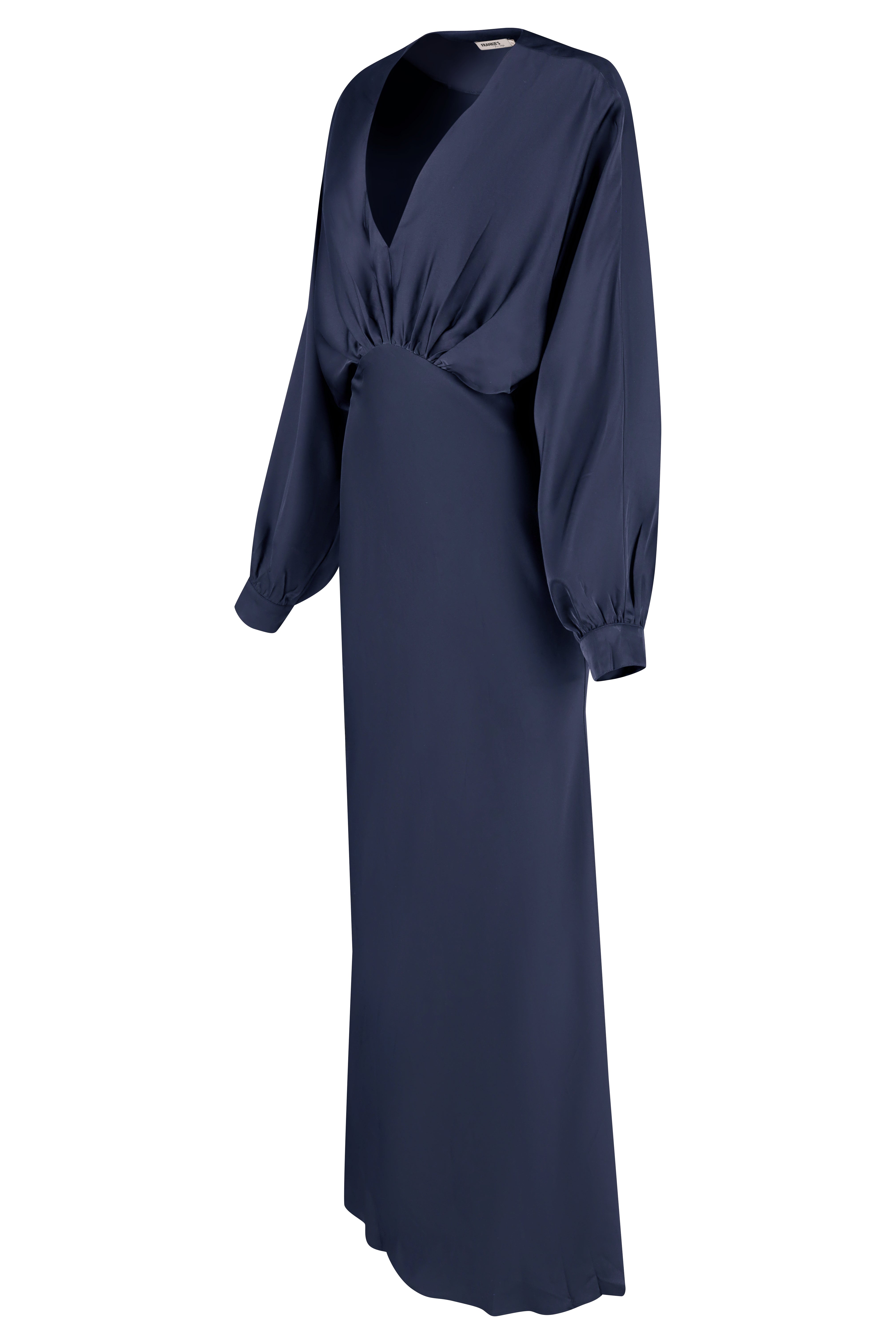 Full Length Satin Dress - Navy