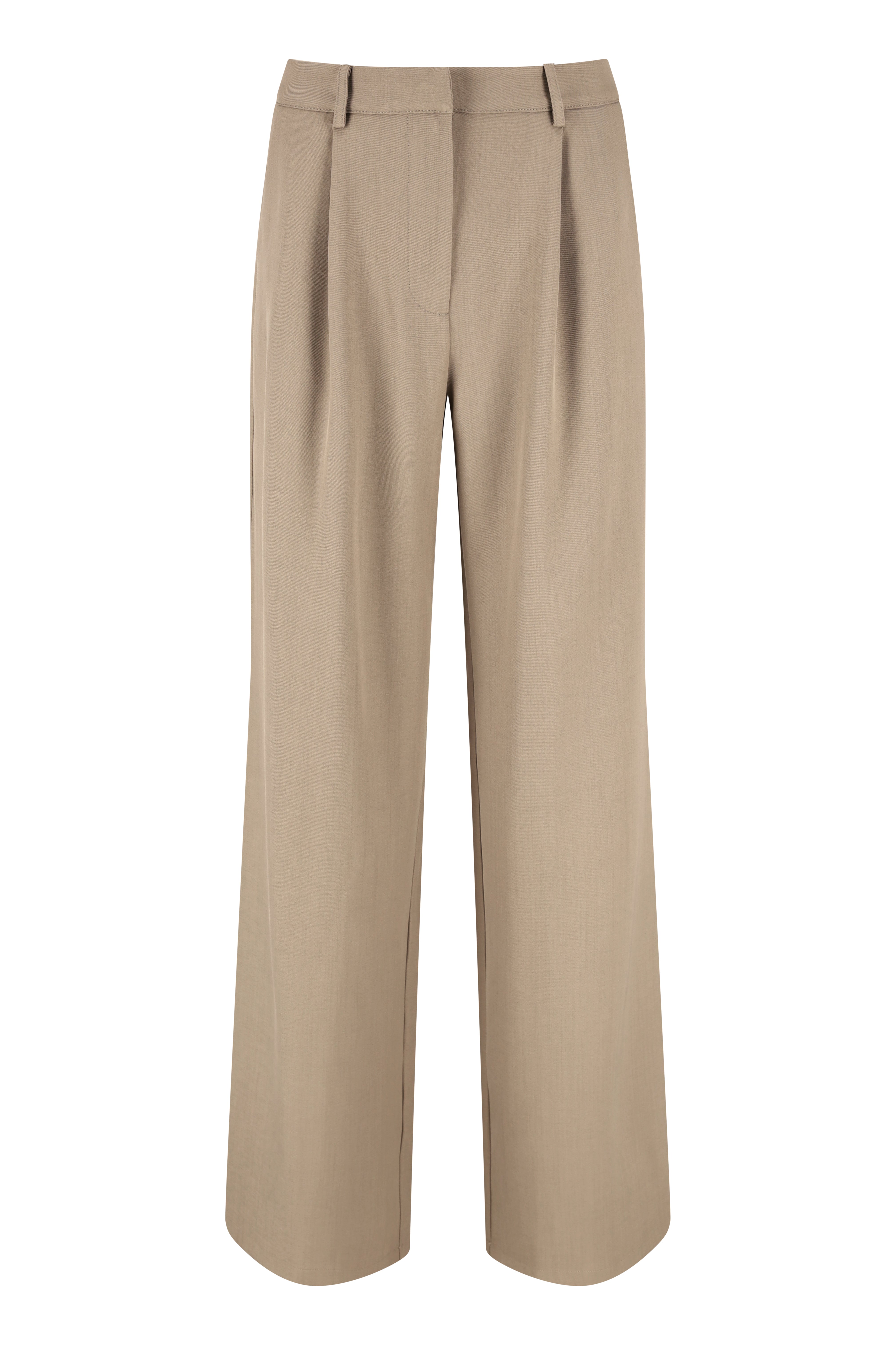 Refined Wide Leg Pleated Pantalon - Oat