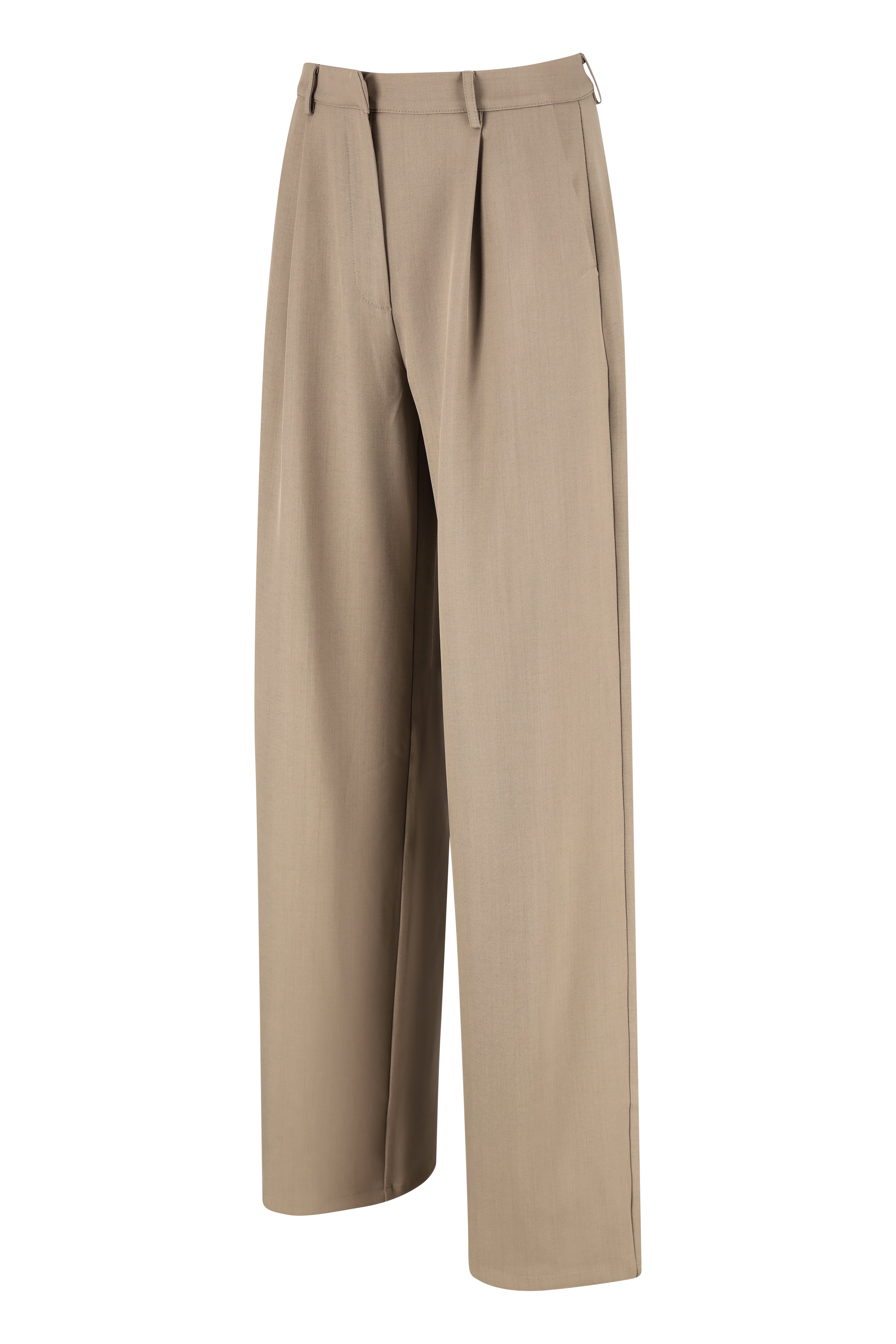 Refined Wide Leg Pleated Pantalon - Oat