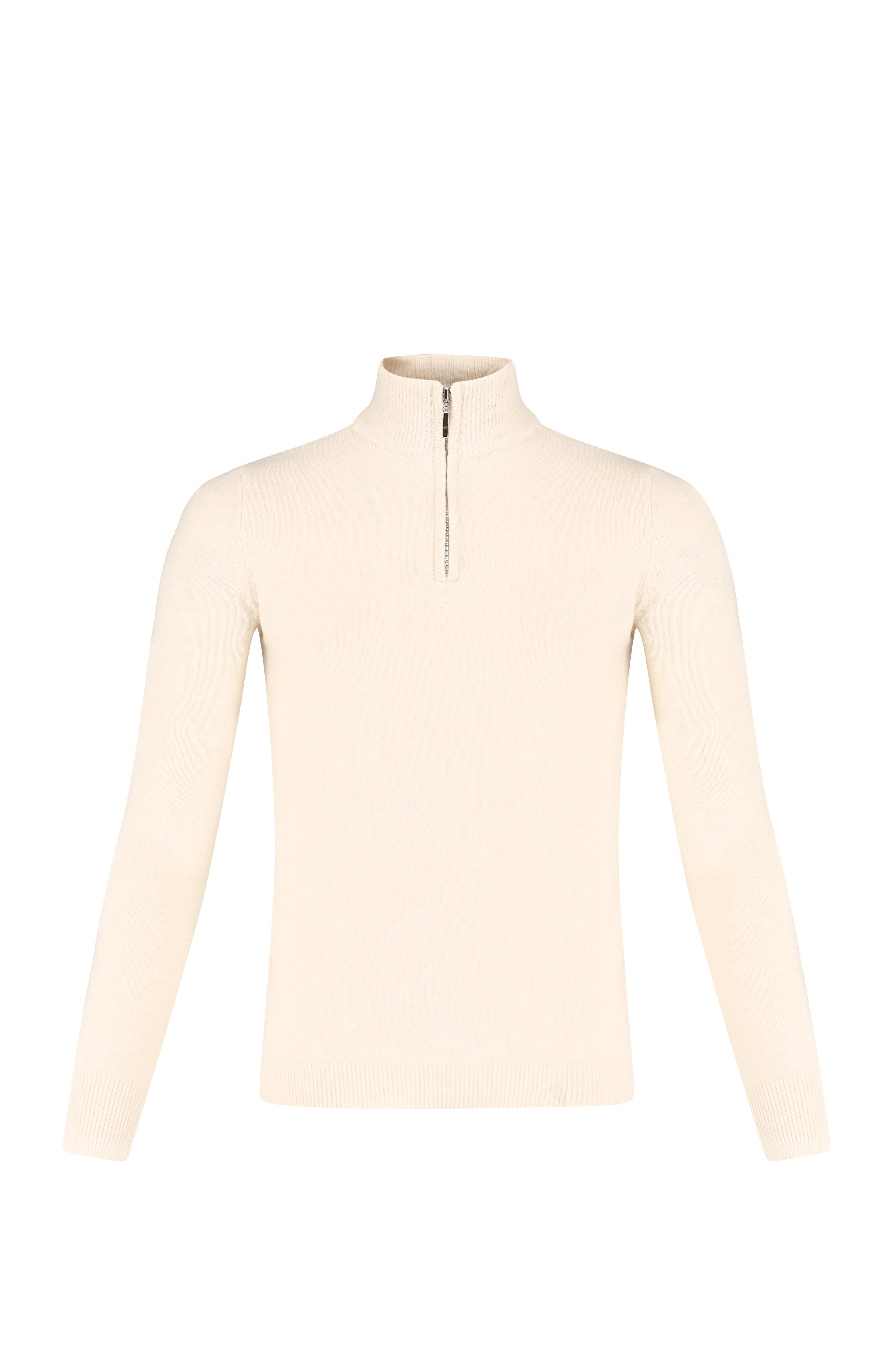 Quarter Zip Knit Sweater - White