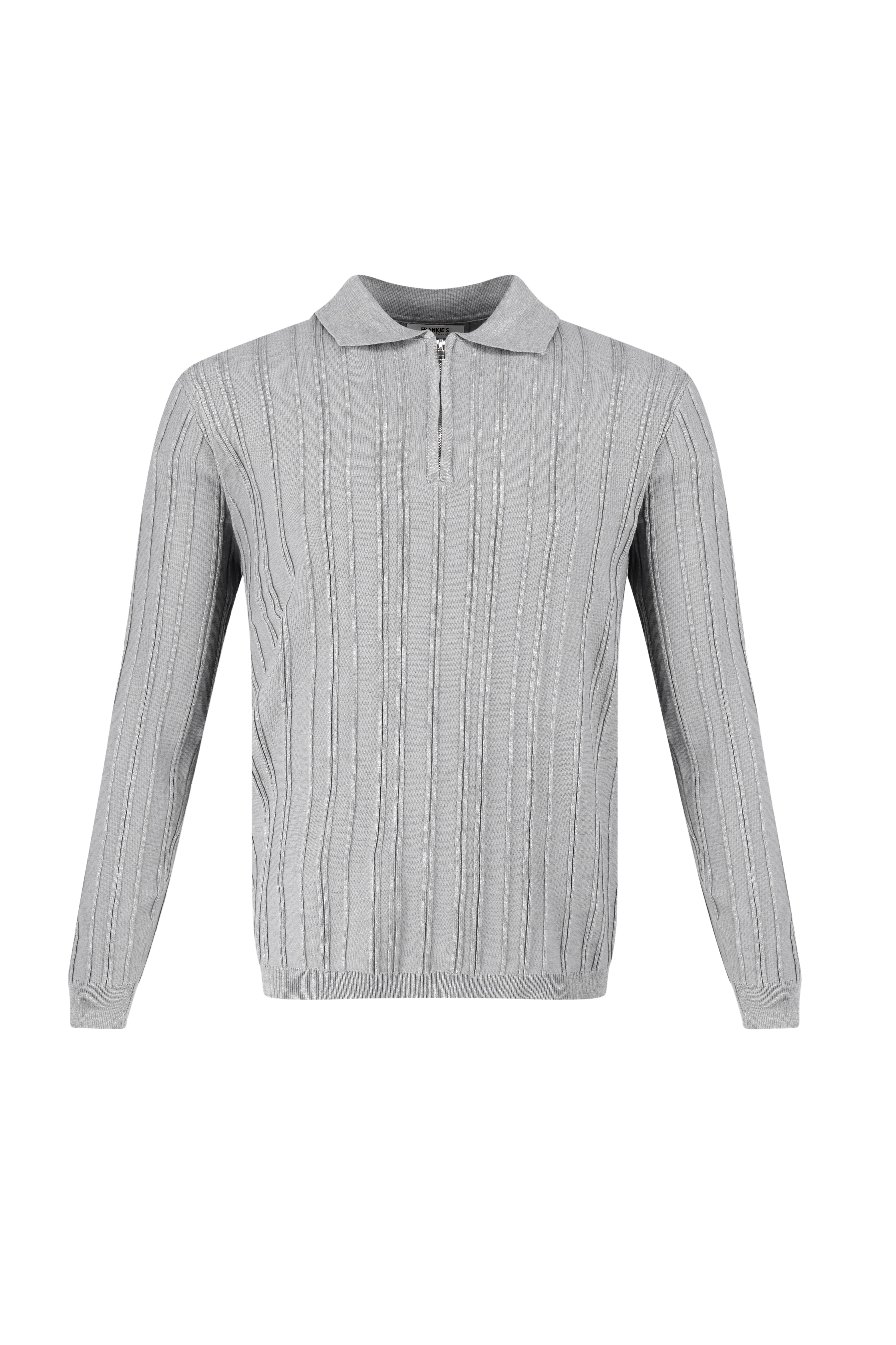 Ribbed Knit Polo - Grey