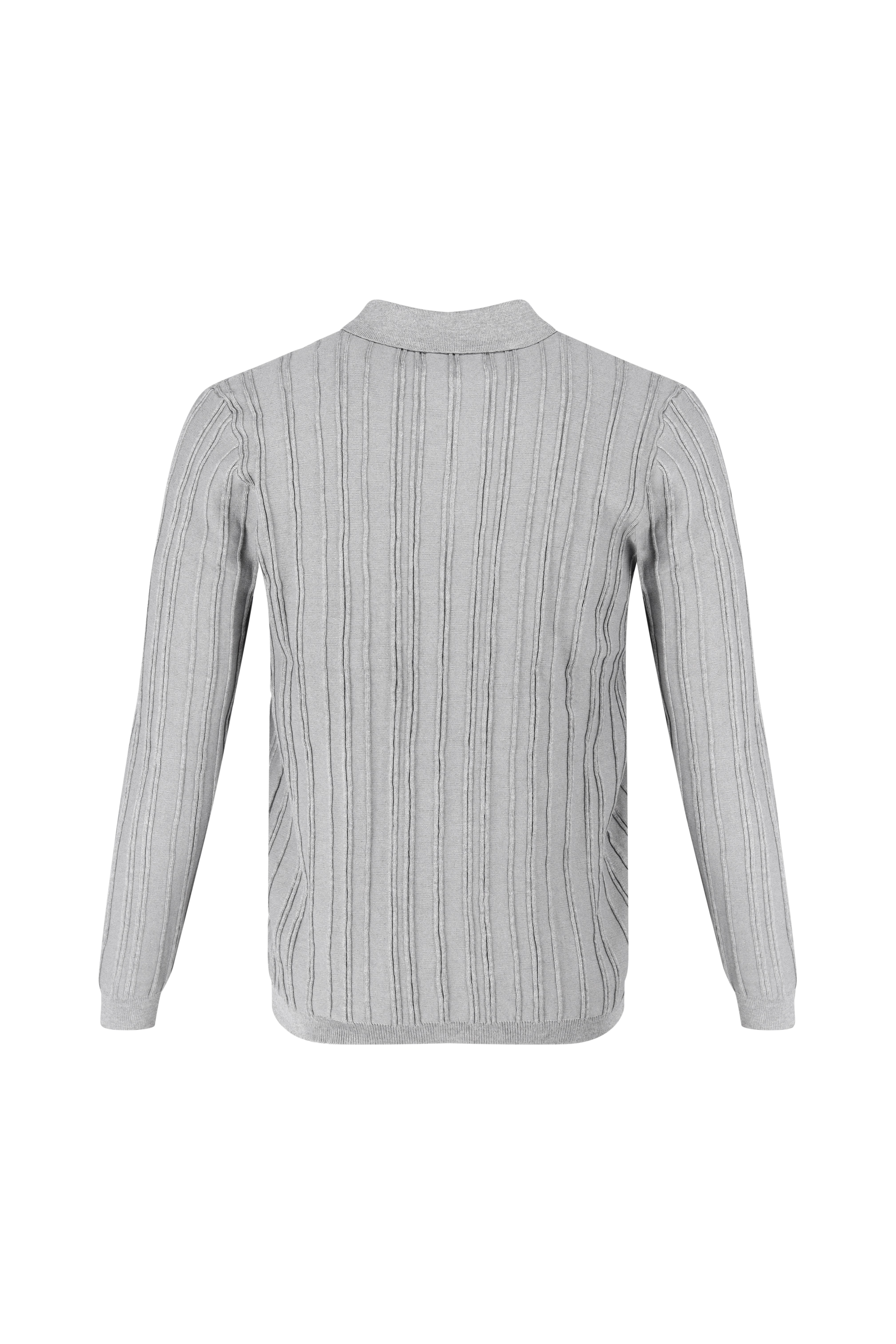 Ribbed Knit Polo - Grey