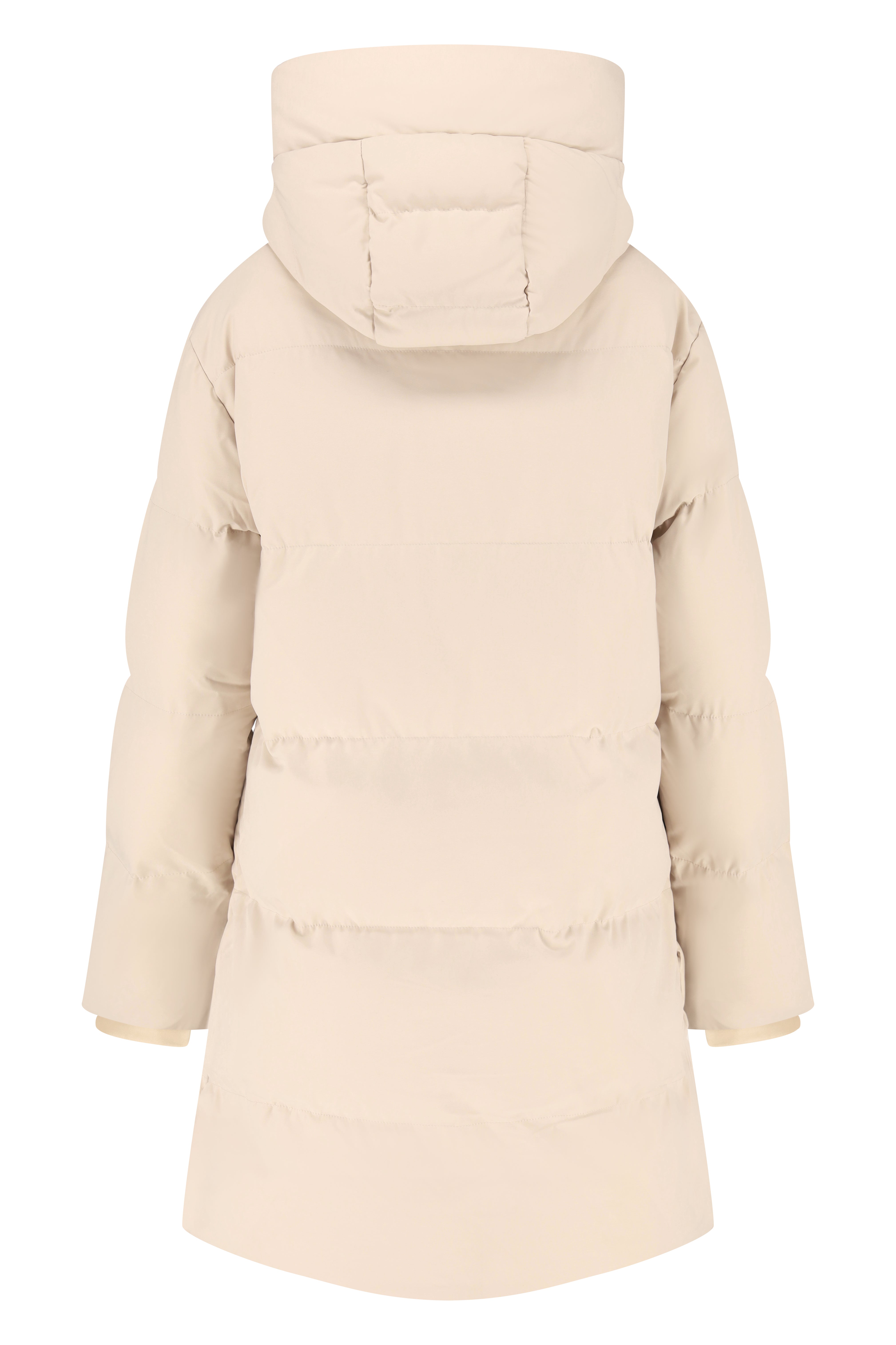 Puffer Jacket with Zip-Off Hood - Beige