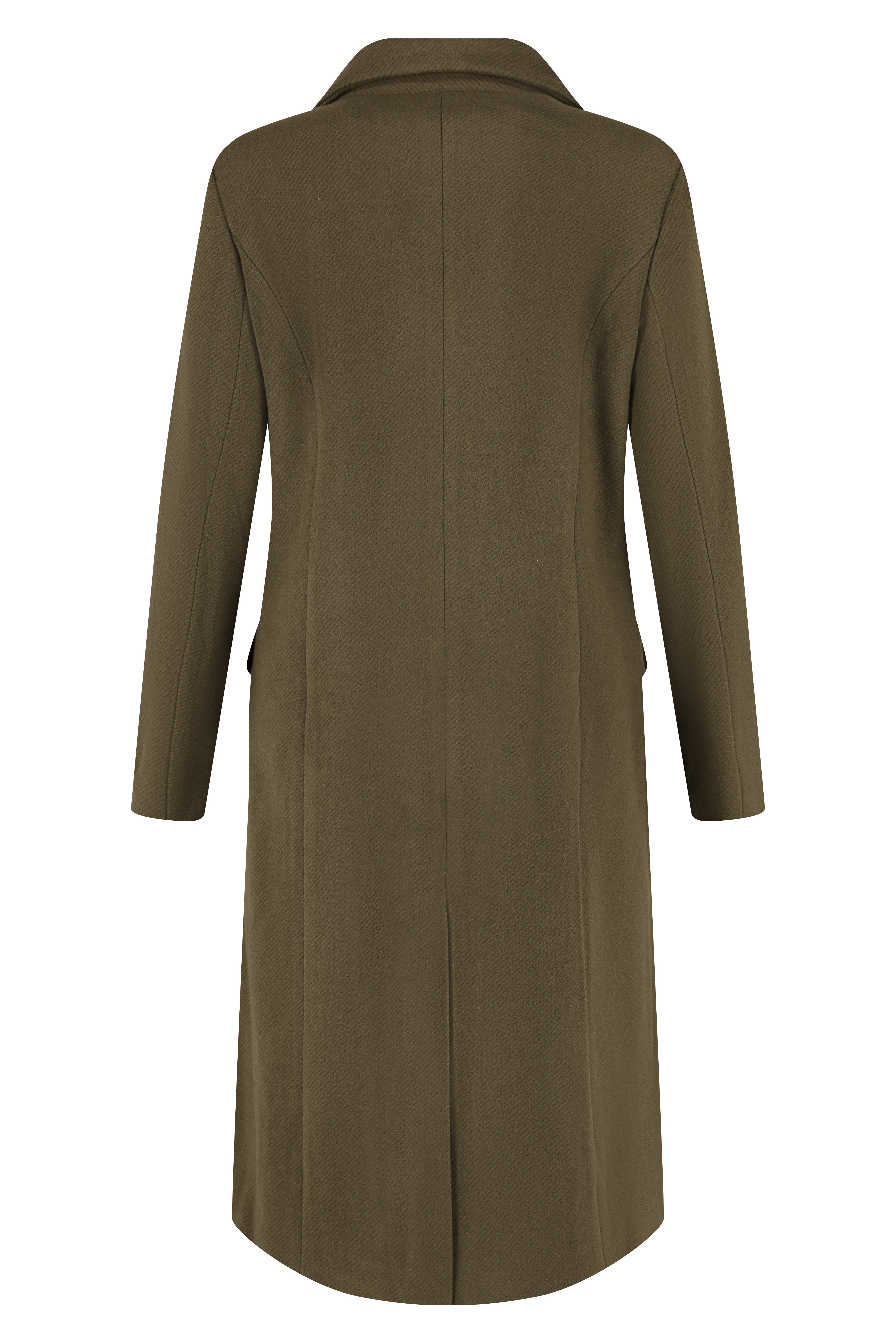 Melton DB Long Jacket - Khaki