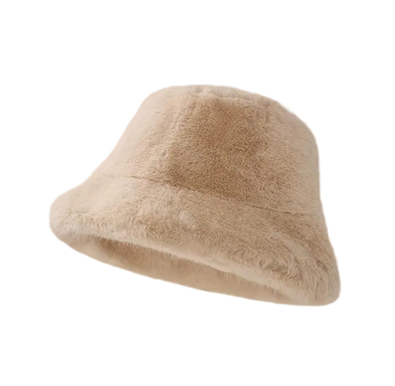 Bucket hat faux fur beige