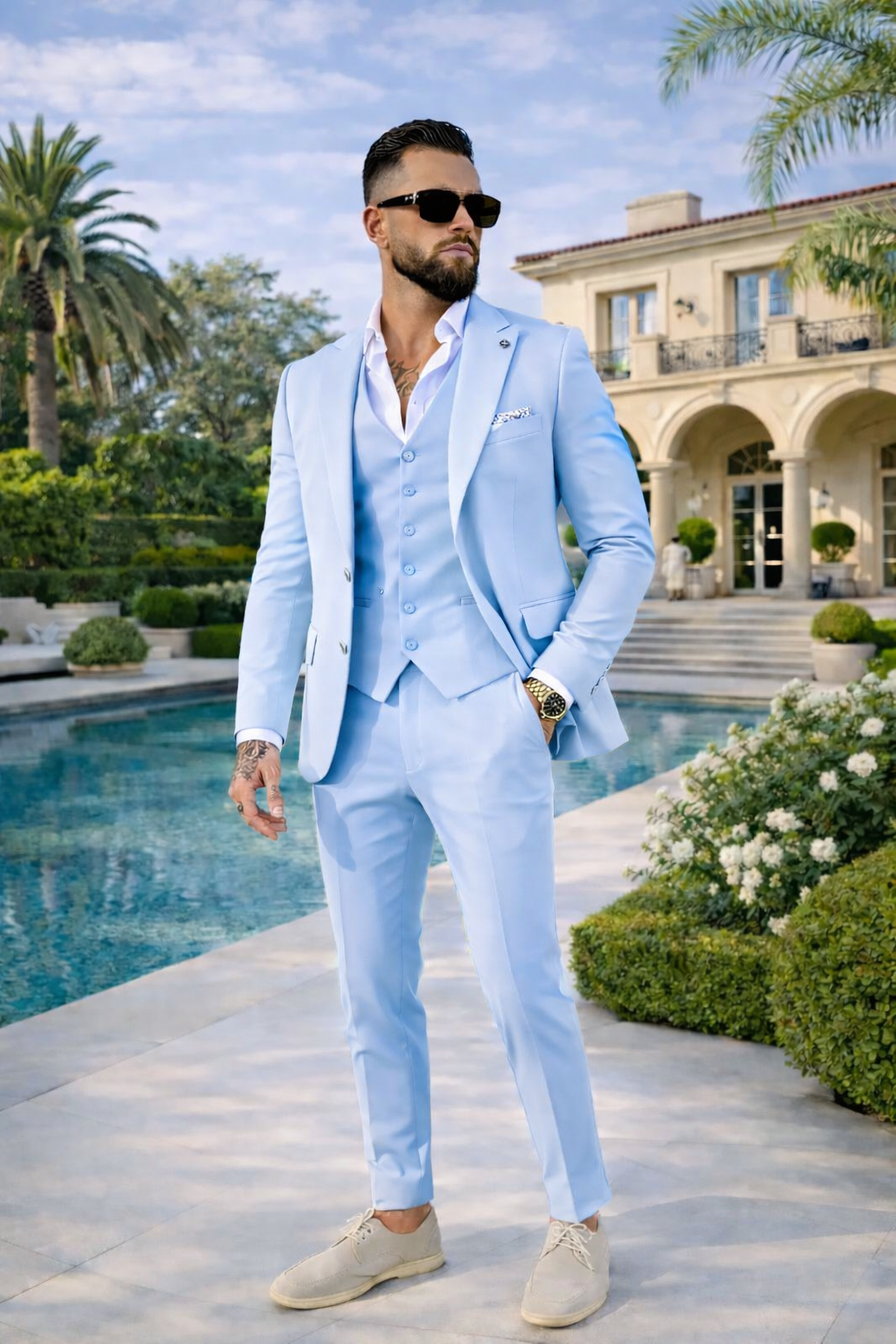 Suit Three Piece Havana Light Blue - Frankie's