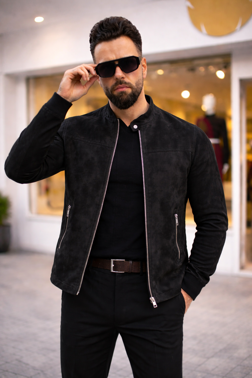 Bikerjacke aus Kunstwildleder