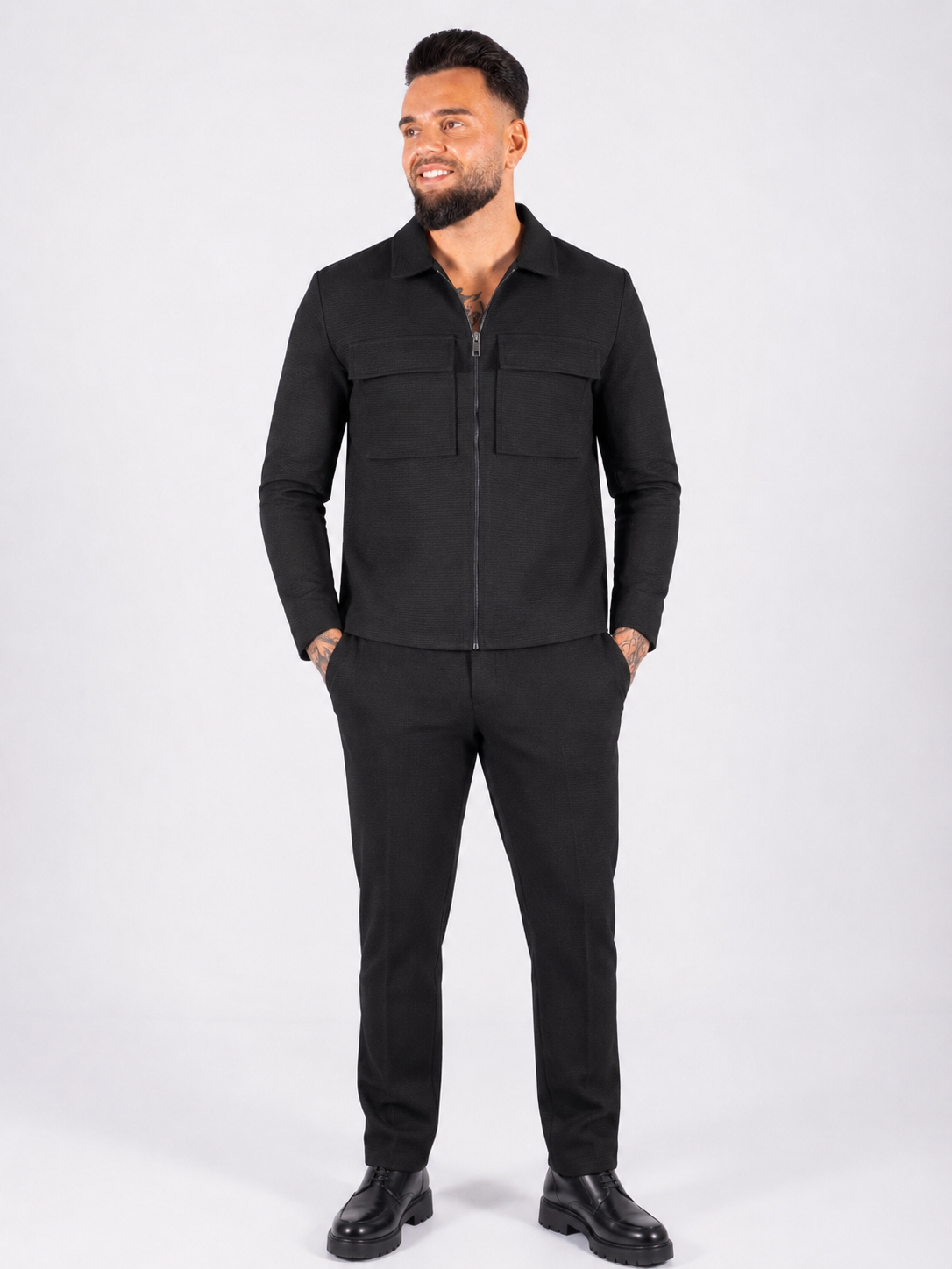 Textured Matching Set - Black