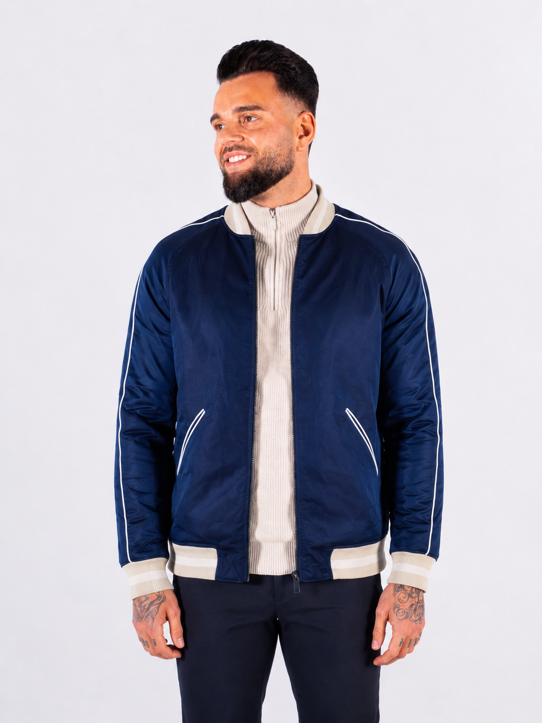 Colour Block Baseball jacket - Navy