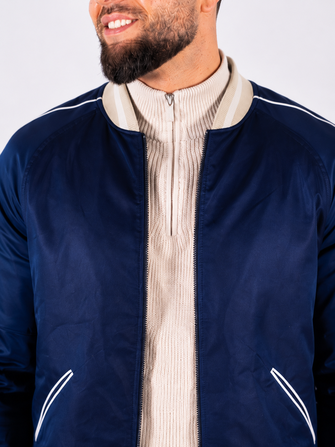 Colour Block Baseball jacket - Navy - Frankie's