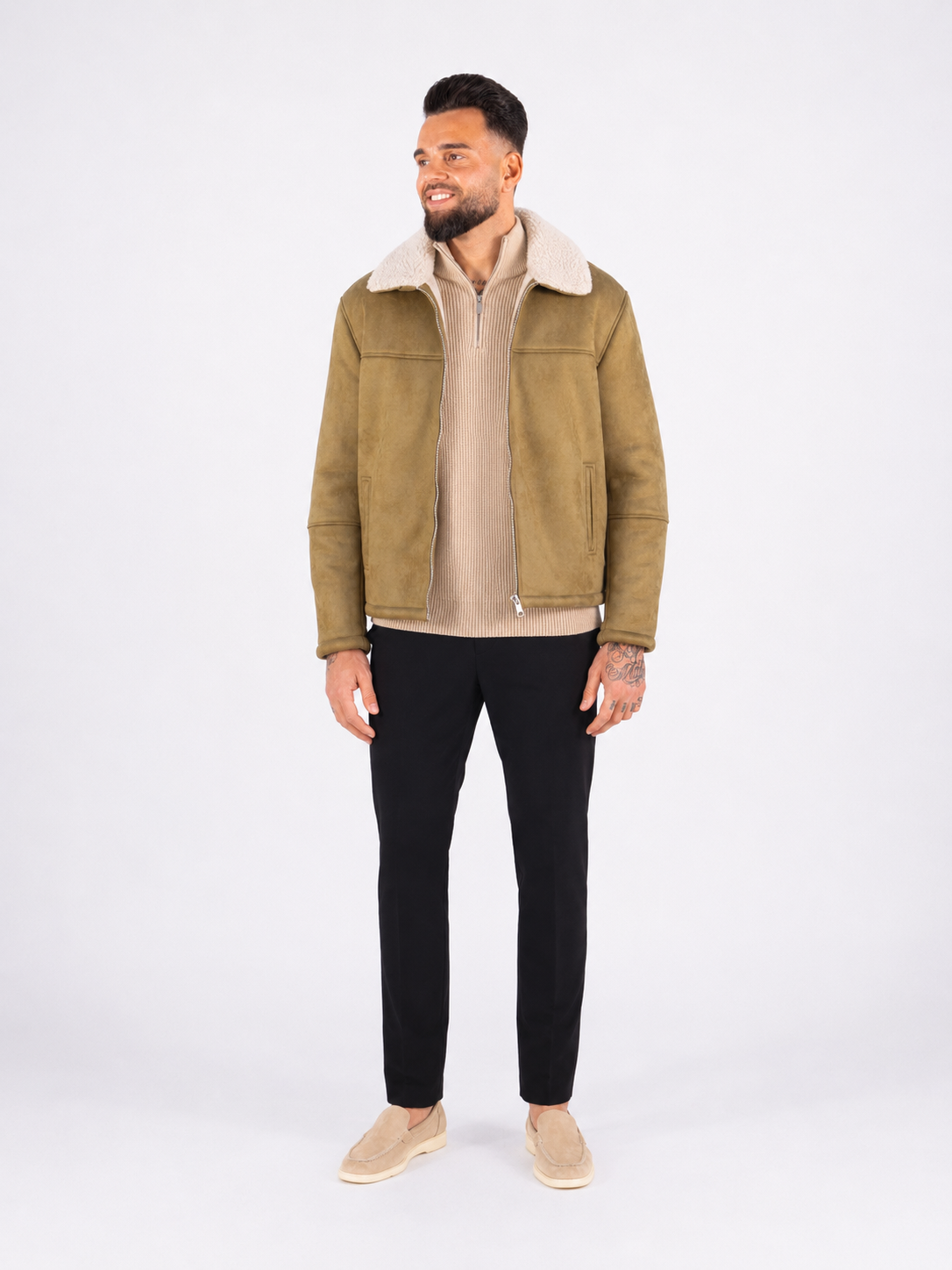 Faux Suede Jacket - Brown