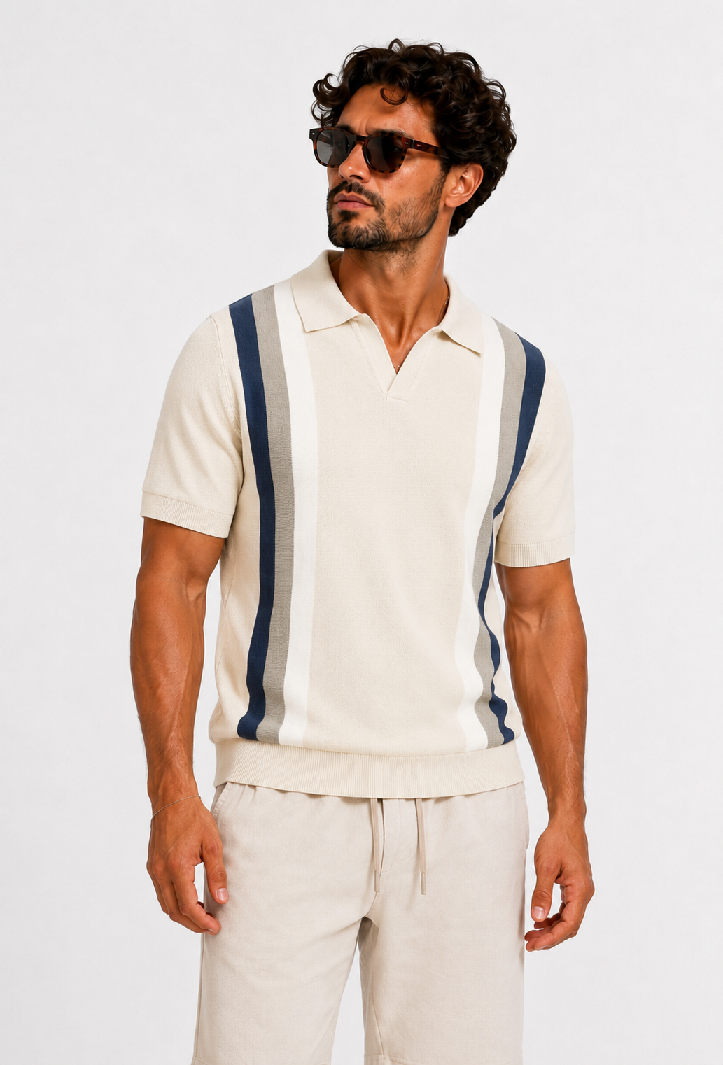 Polo knitwear short sleeve Monaco beige
