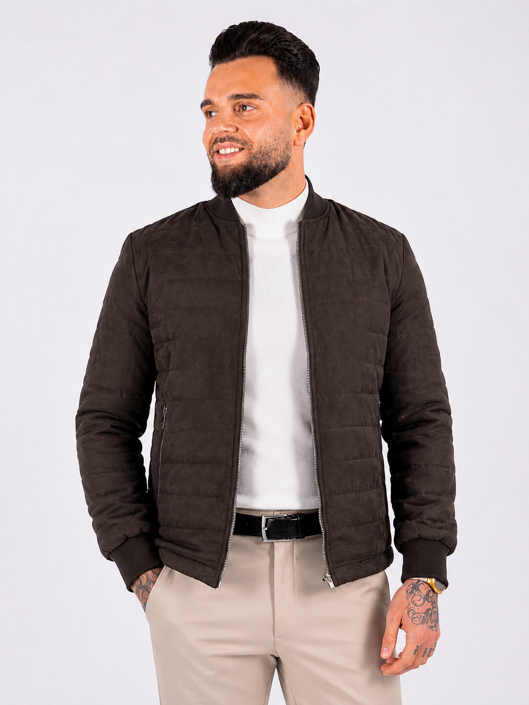 Bomber jacket suede brown