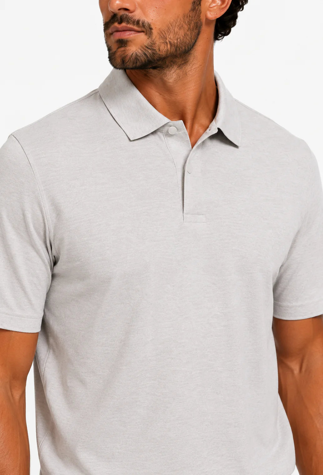 Strick-Poloshirt, kurzärmelig, geknöpft, hellgrau