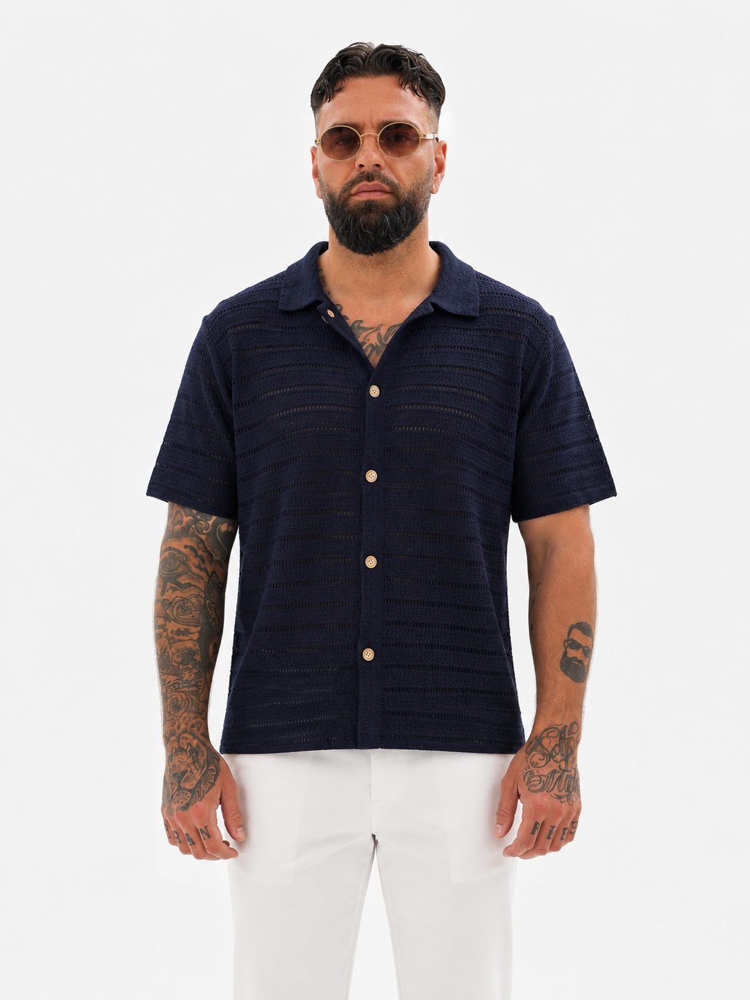 Sorrento Crochet Shirt – Deep Navy