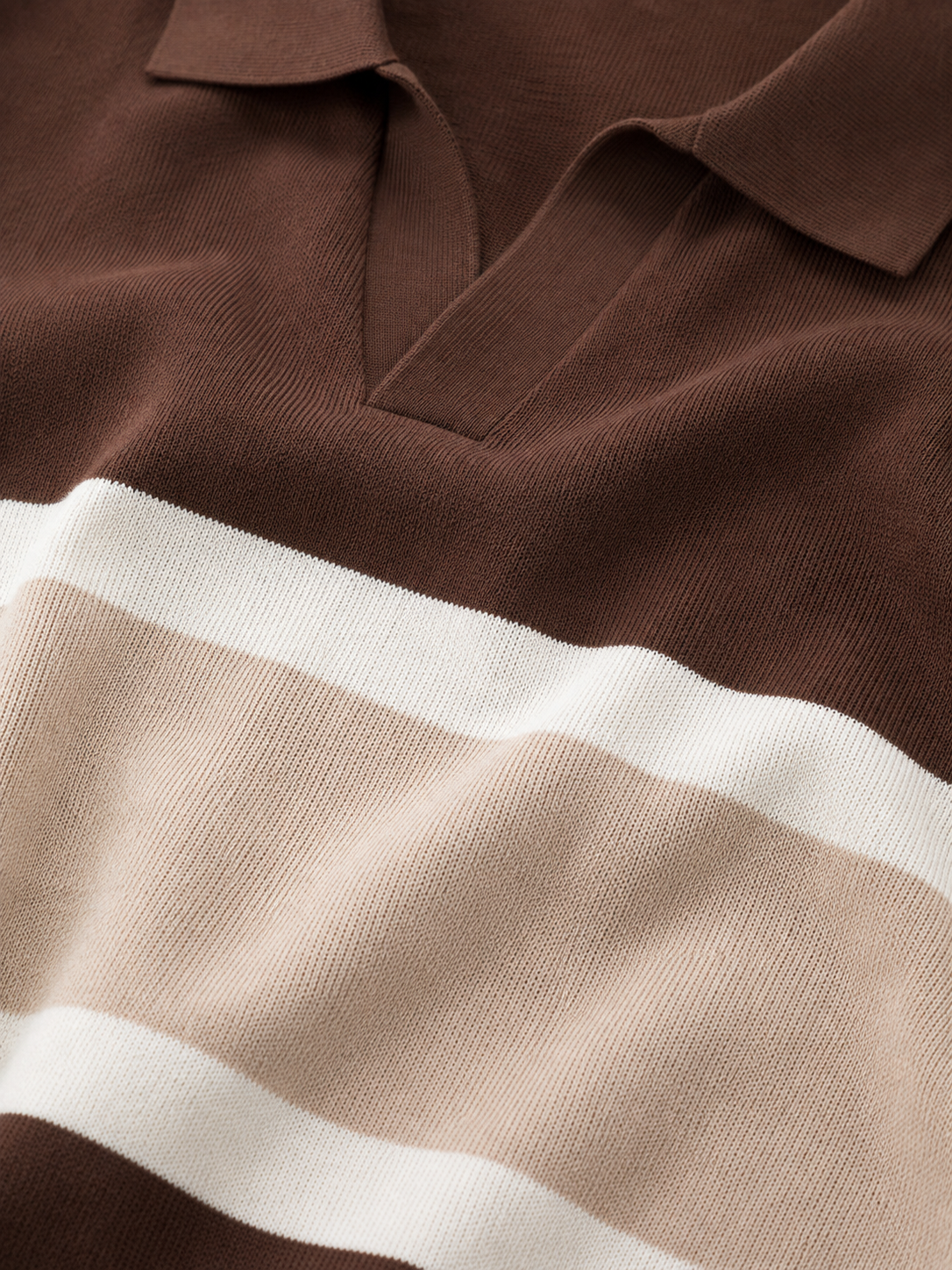 Amalfi Striped Knit Polo Brown