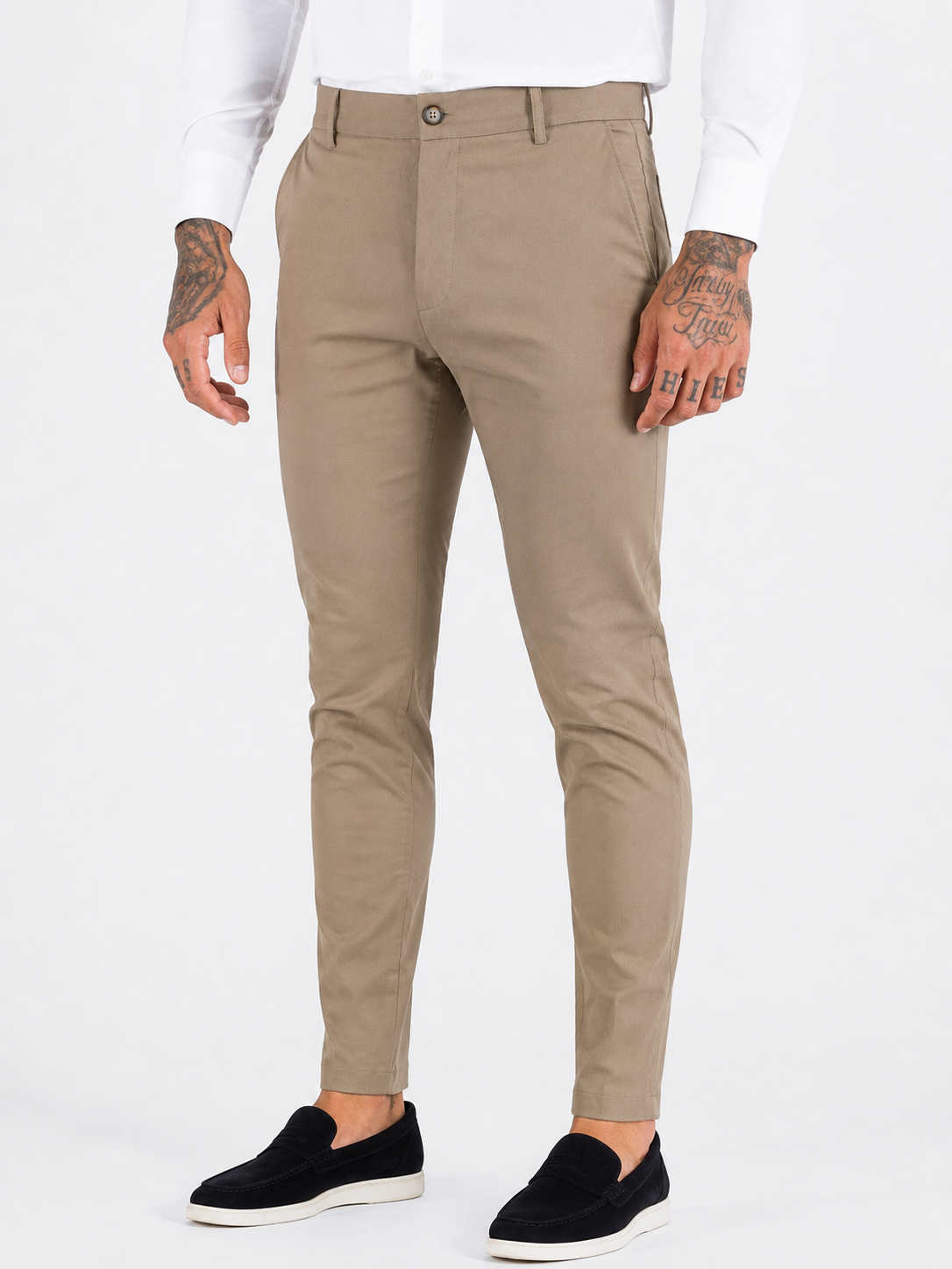 Pantalon slim ajusté - Marron