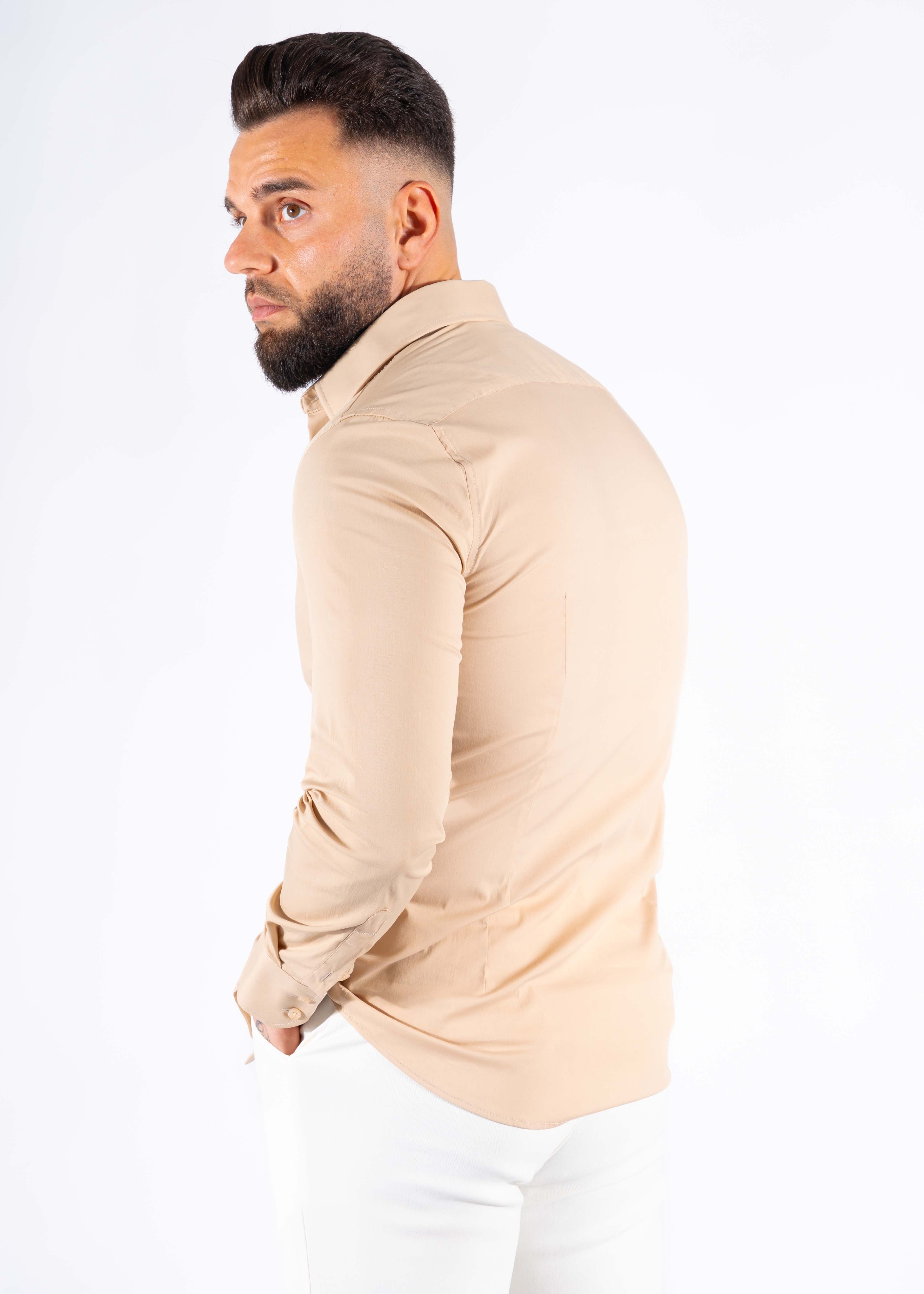 Overhemd super slim fit beige