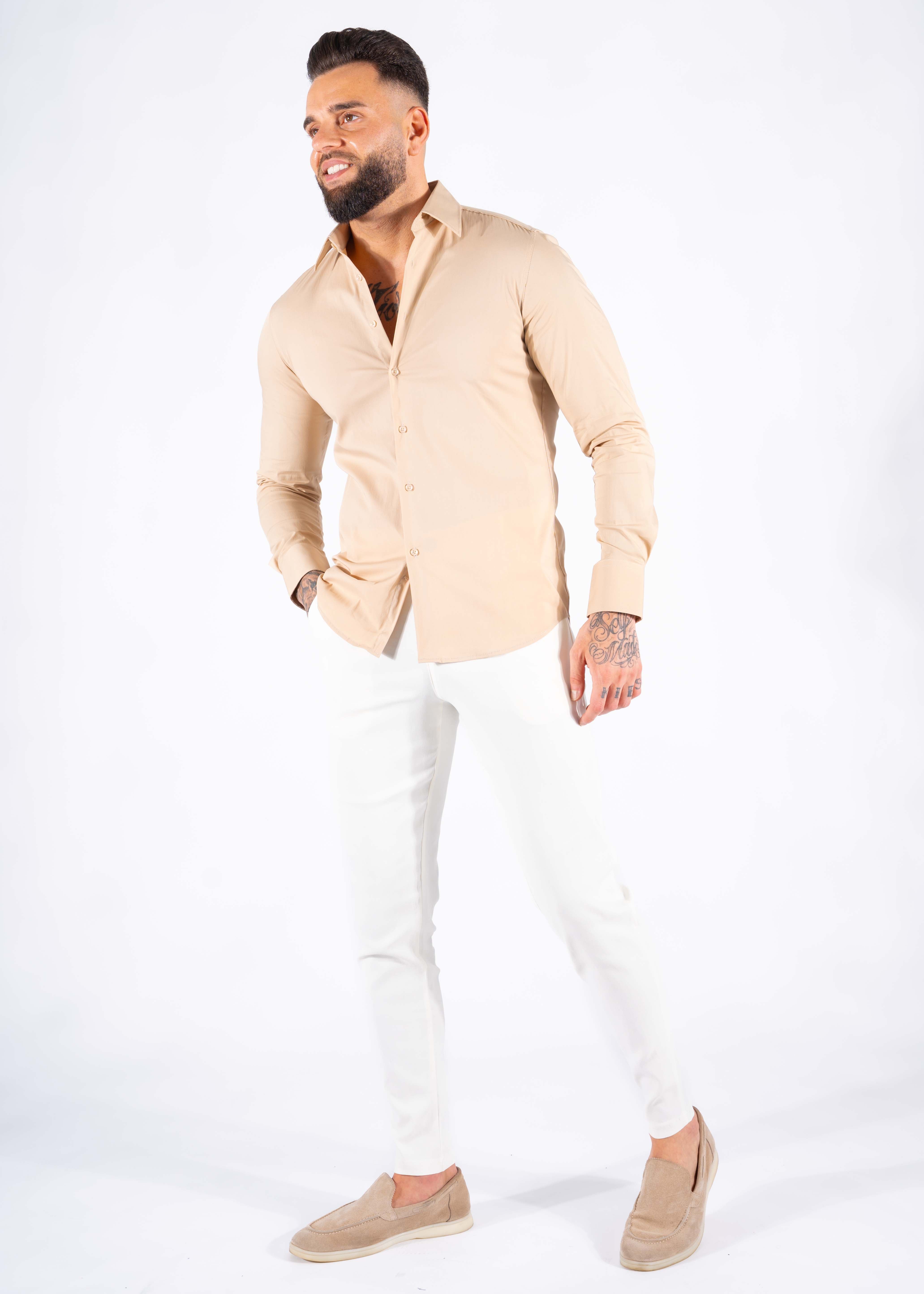 Overhemd super slim fit beige