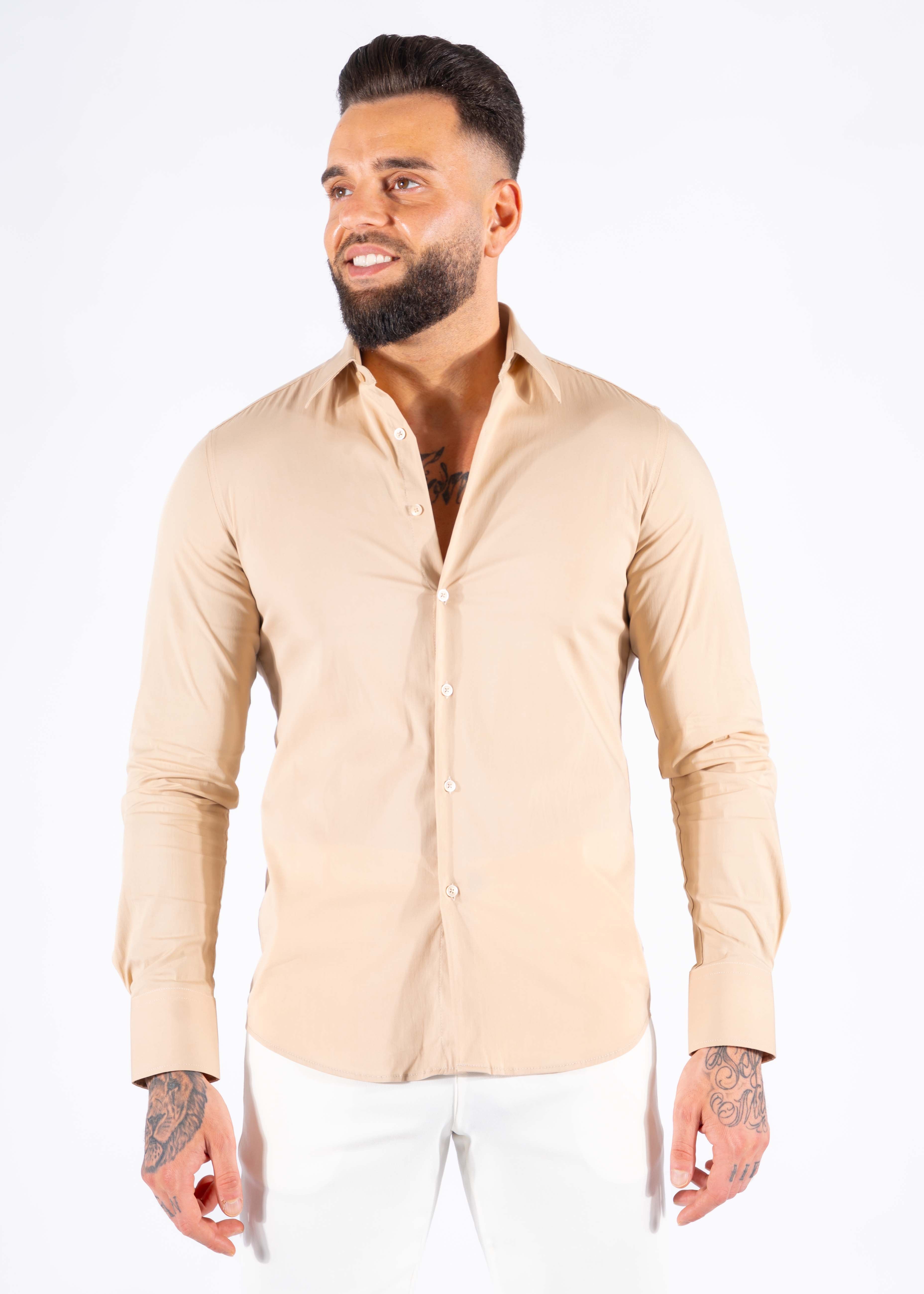 Overhemd super slim fit beige