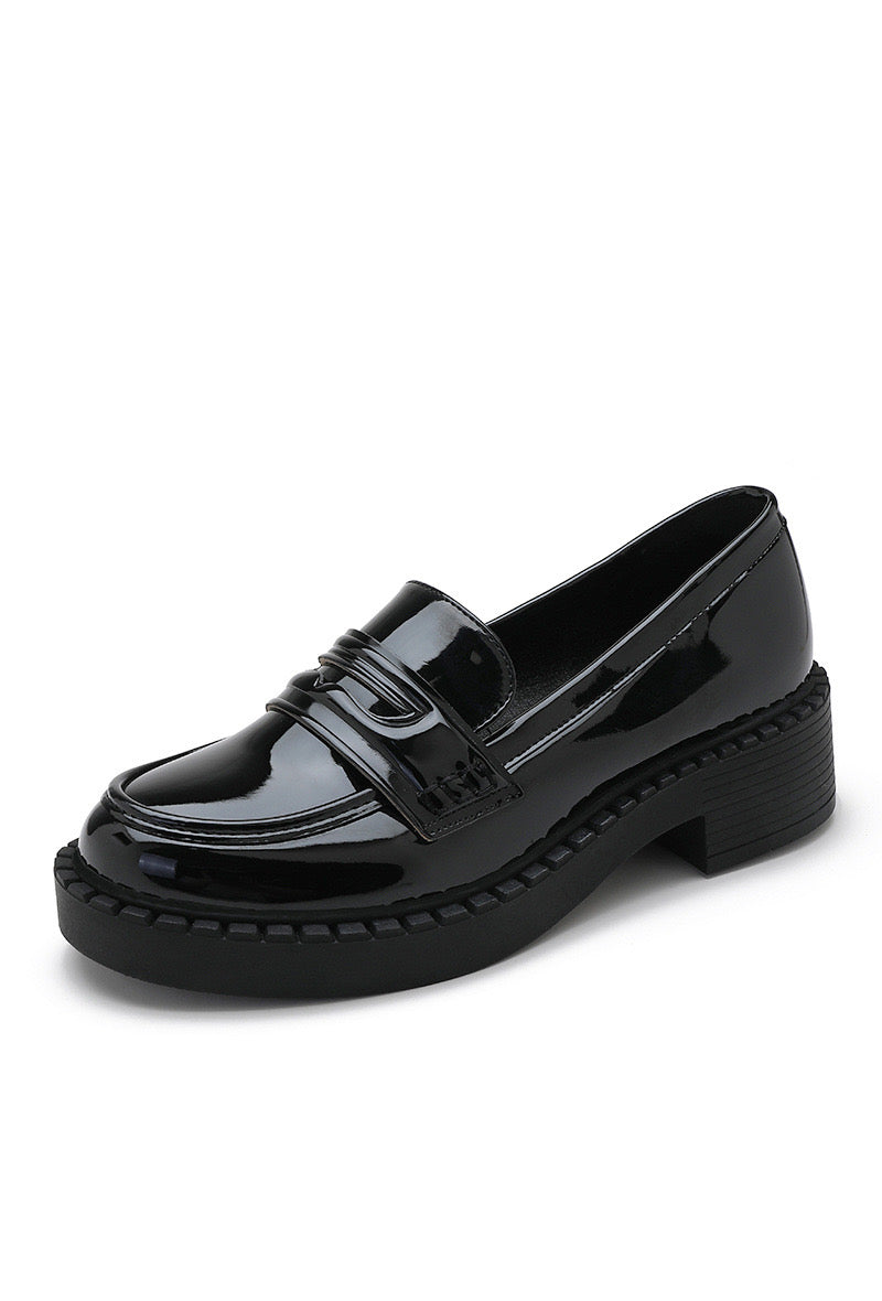 Lack-Loafer chunky schwarz