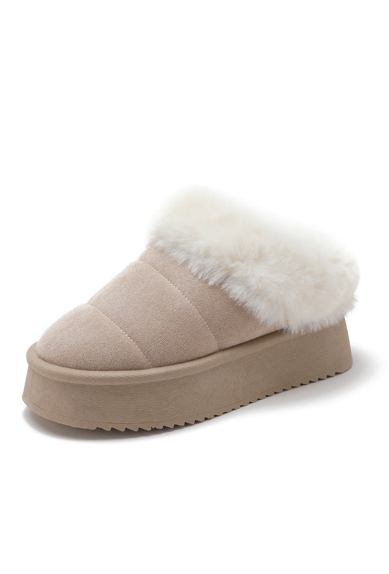 Platform pantoffel slipper beige