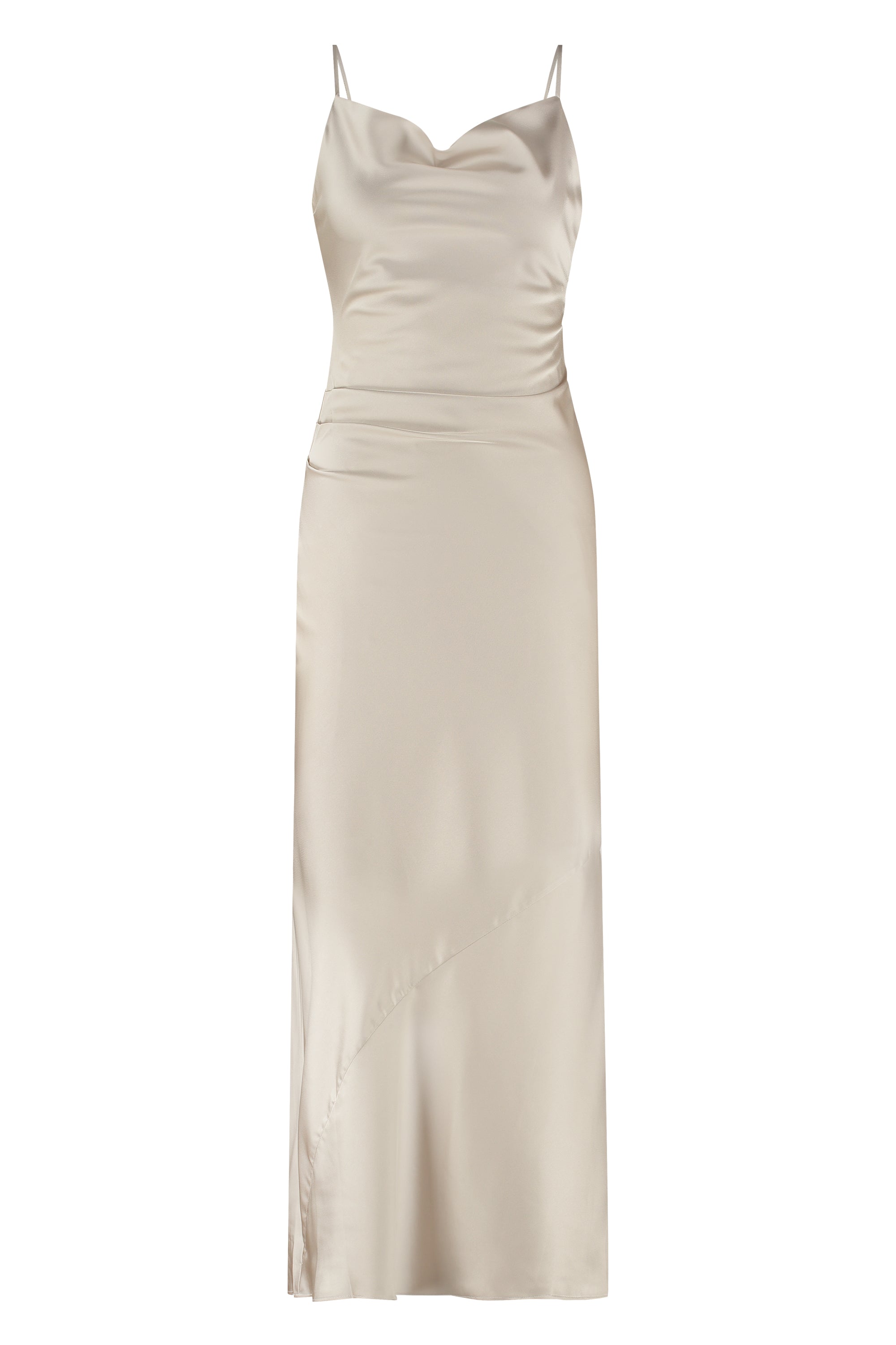 Maxikleid aus Satin in Beige