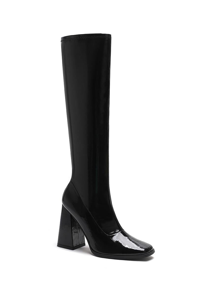 Leather boots with heels black