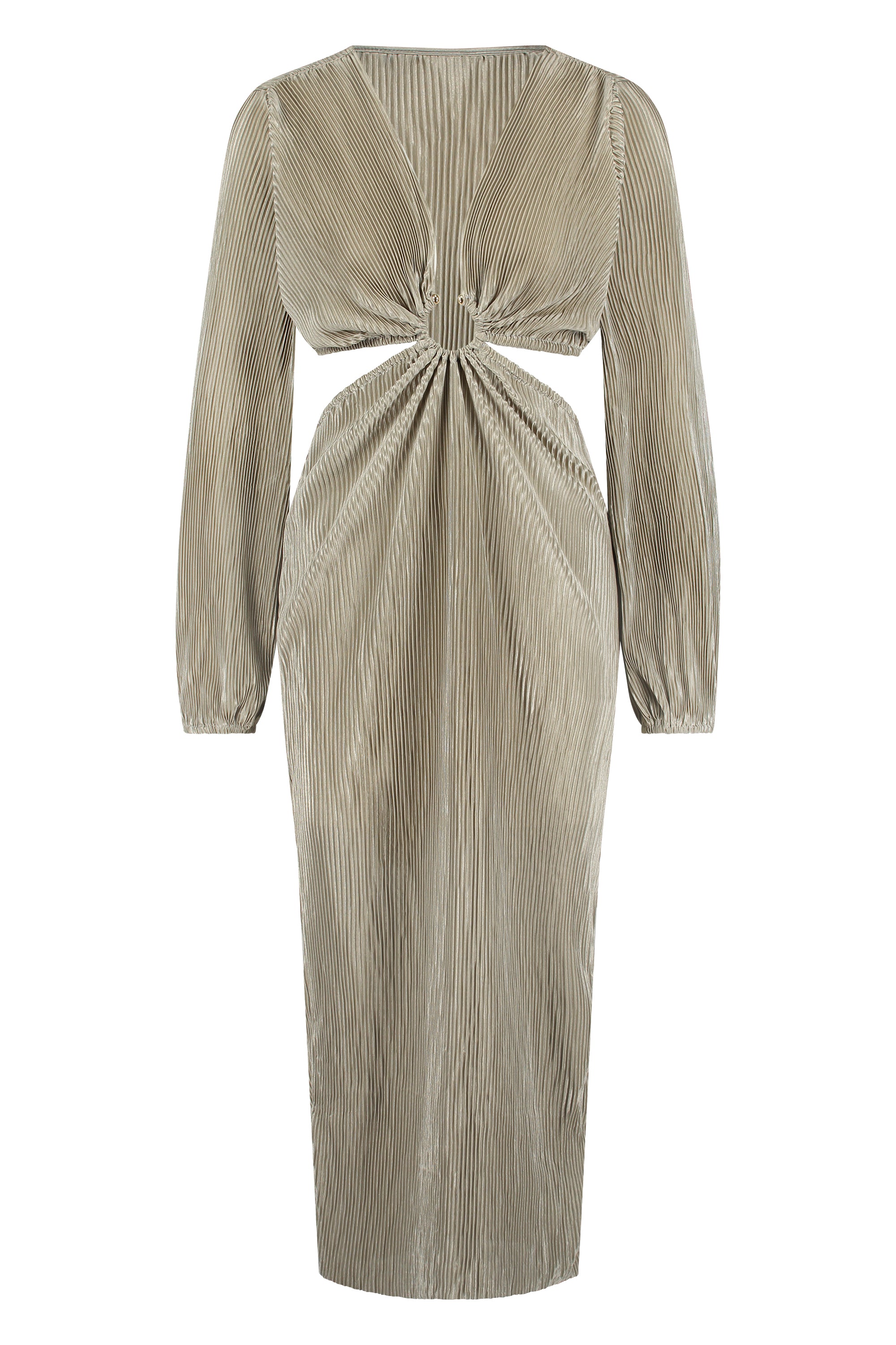 Kleid aus geripptem Satin in Taupe