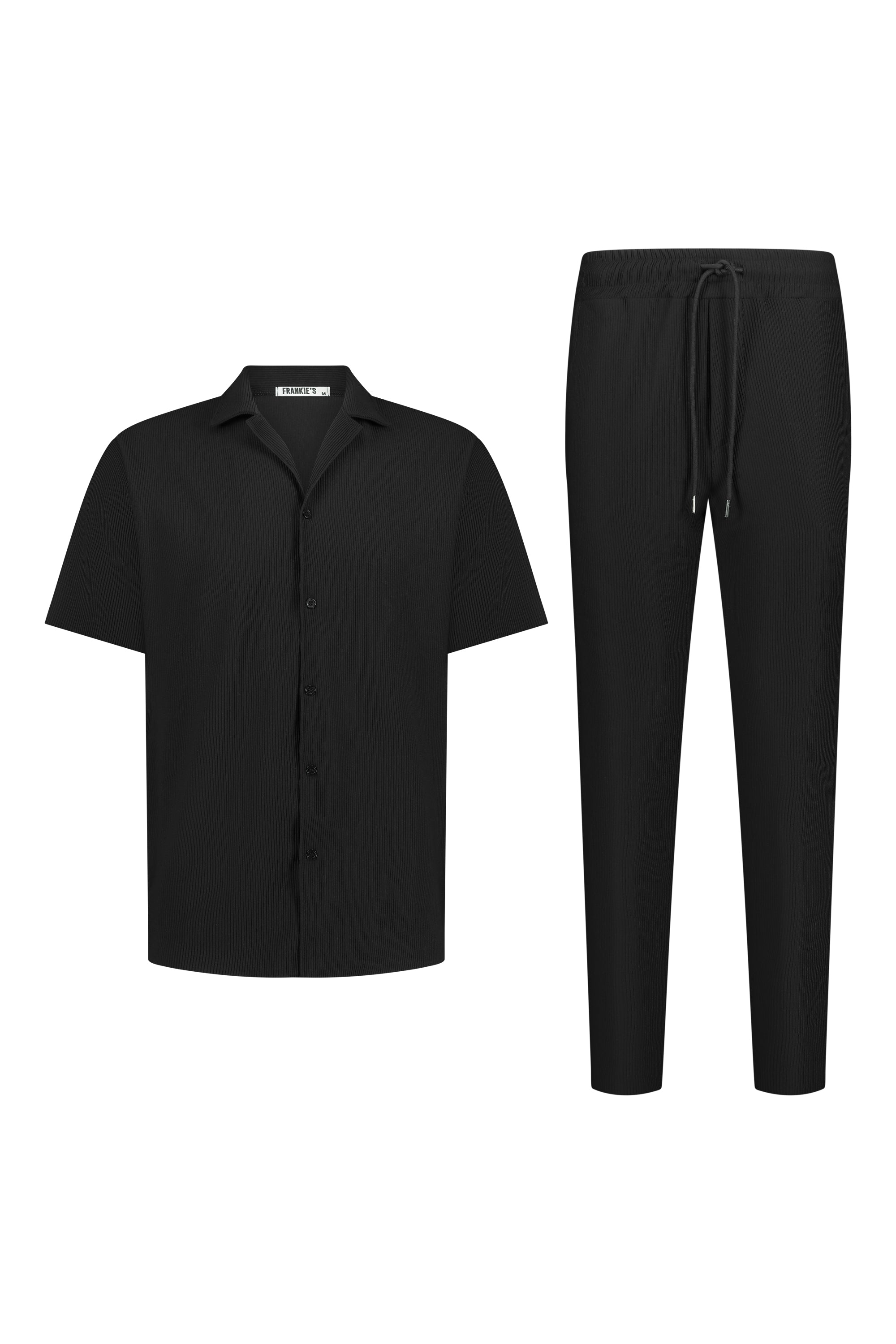 Summer set rib pantalon & shirt black