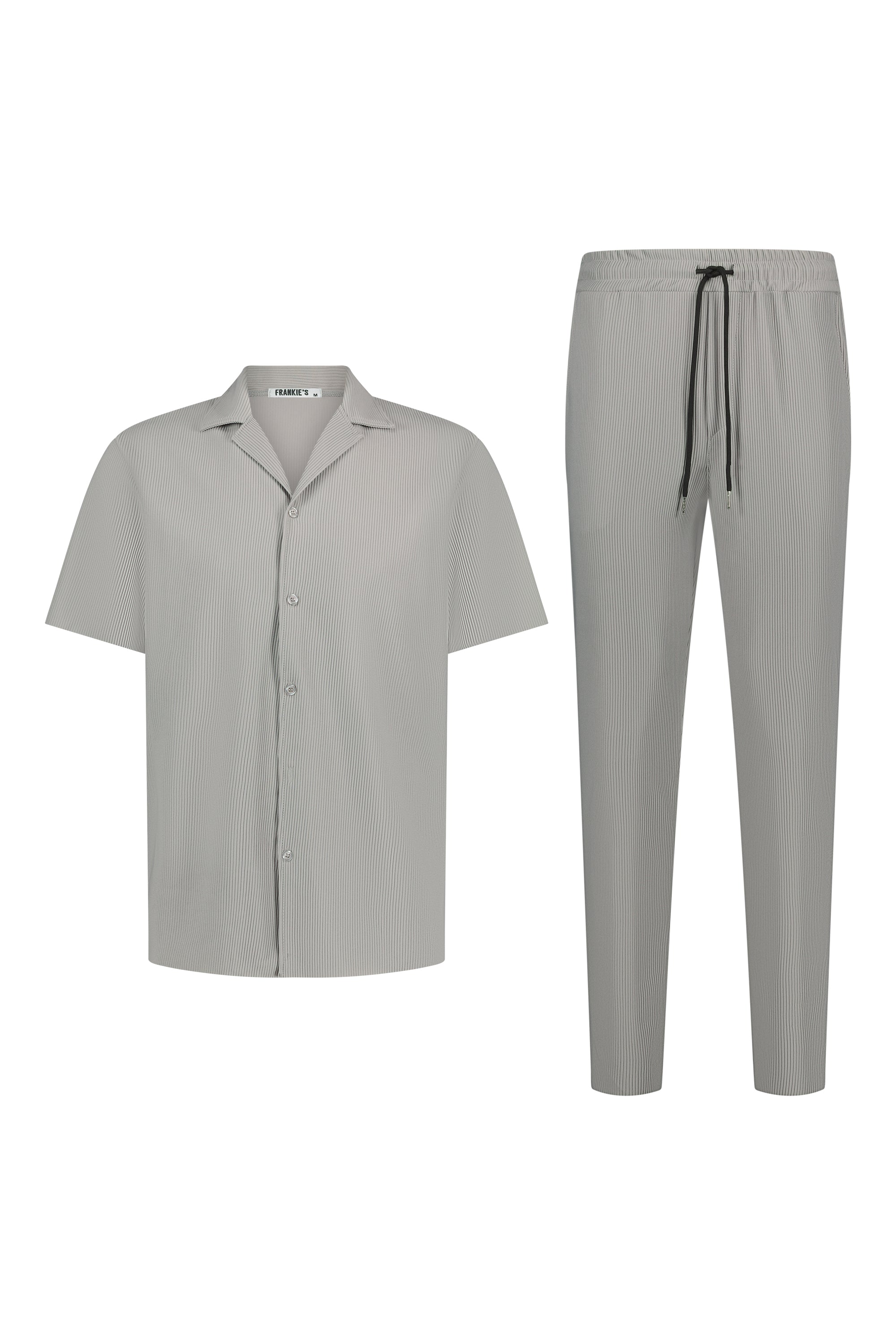 Summer set rib pantalon & shirt grey