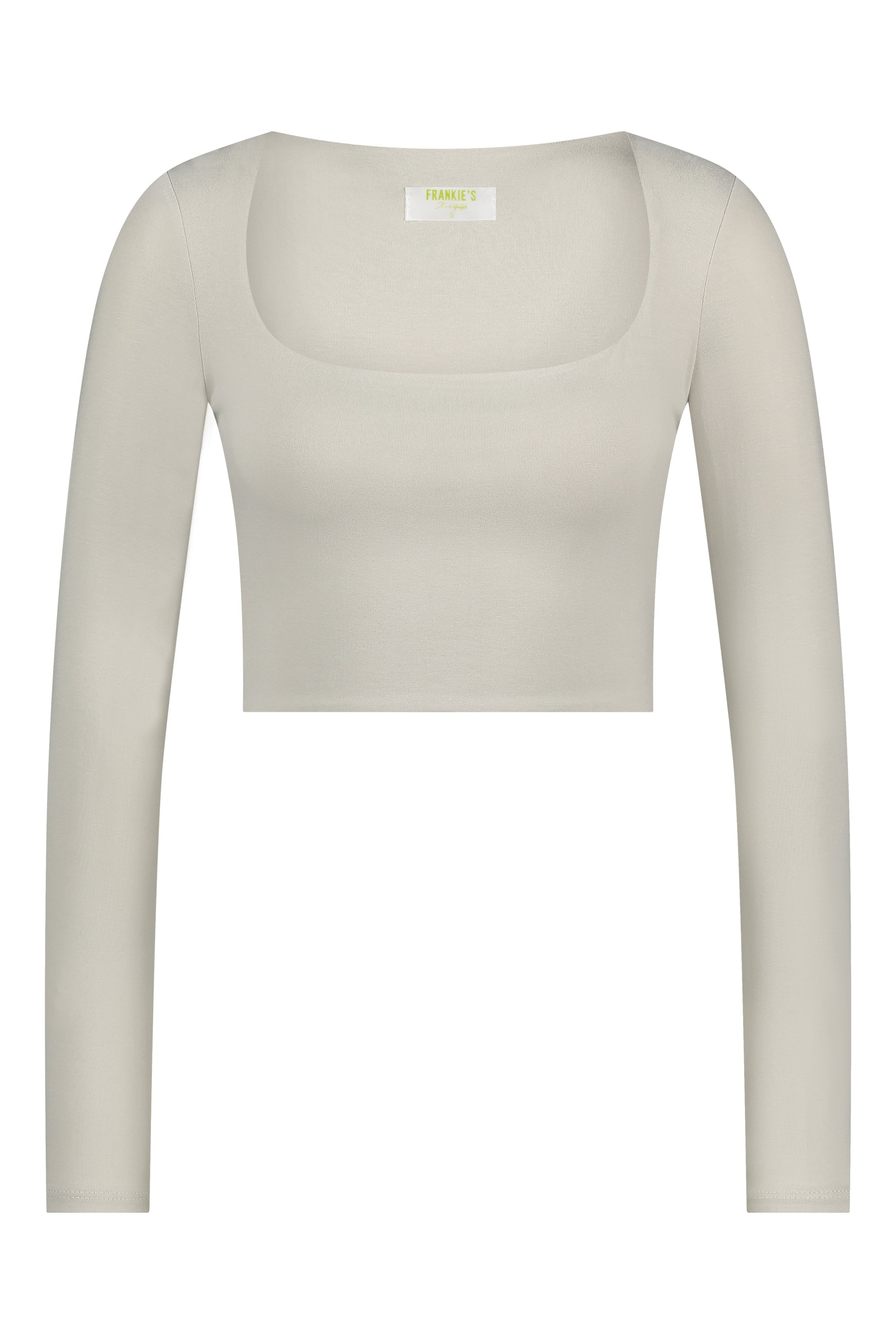 Basic-Crop-Top mit langen Ärmeln in Beige